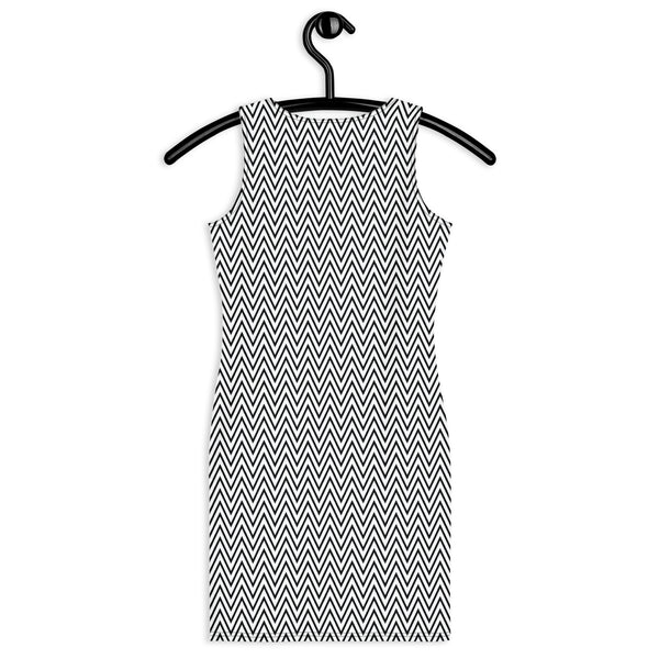 Aesthetic Black & White Zig Zag Bodycon Mini Dress L Aesthetic Black & White Zig Zag Bodycon Mini Dress L