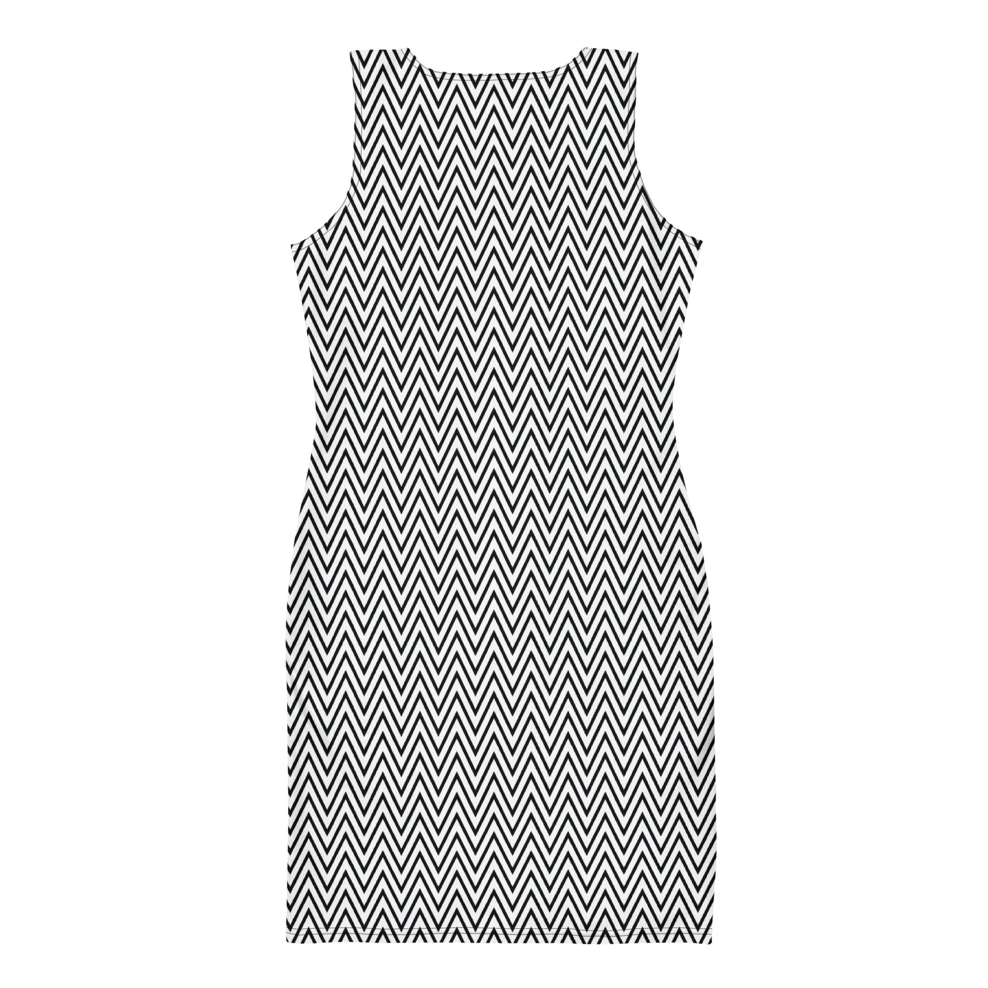 Aesthetic Black & White Zig Zag Bodycon Mini Dress