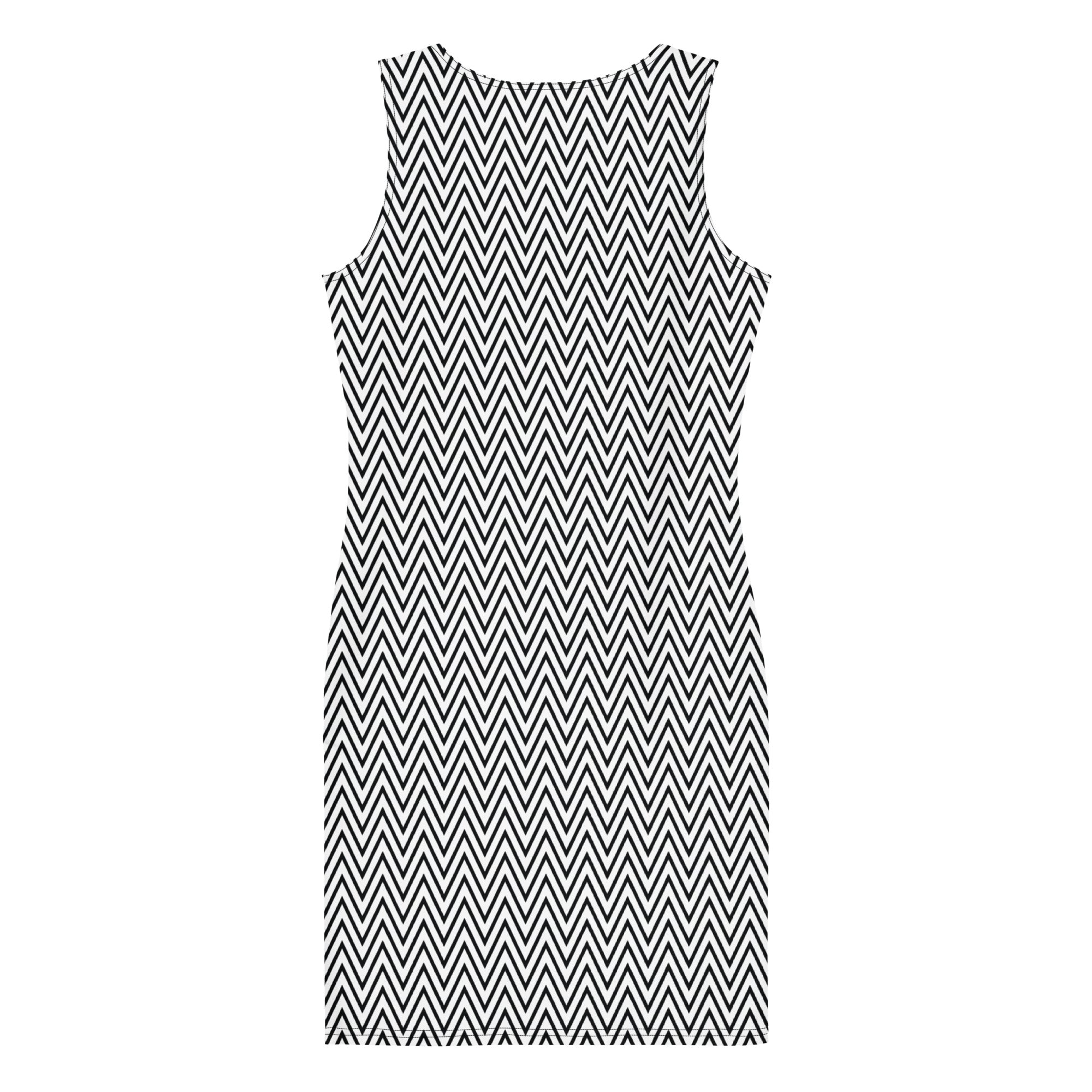 Aesthetic Black & White Zig Zag Bodycon Mini Dress