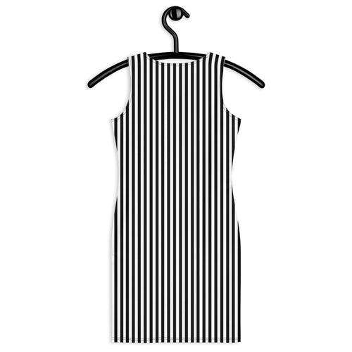 Preppy Vertical Black & White Striped Bodycon Mini Dress