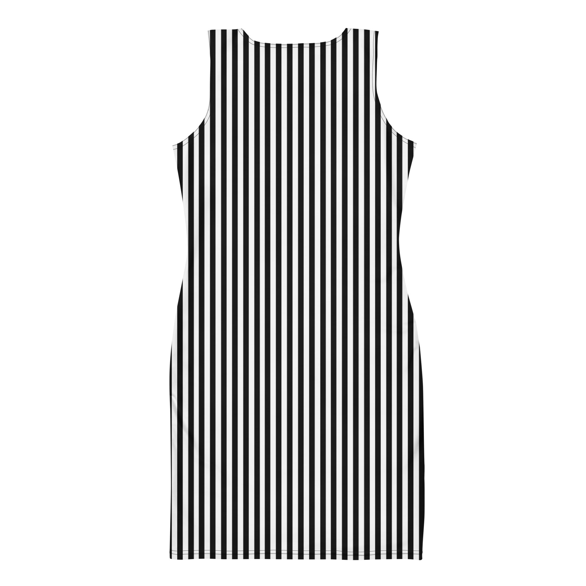 Preppy Vertical Black & White Striped Bodycon Mini Dress
