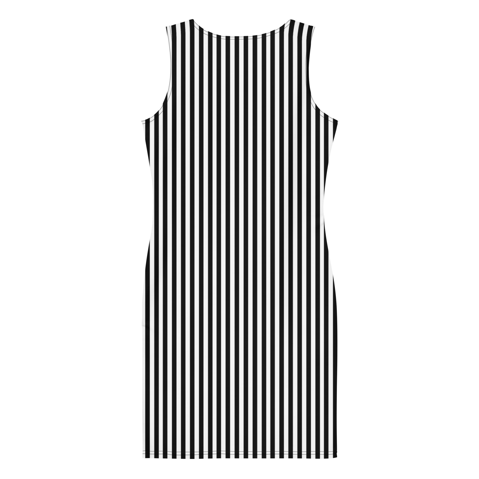 Preppy Vertical Black & White Striped Bodycon Mini Dress