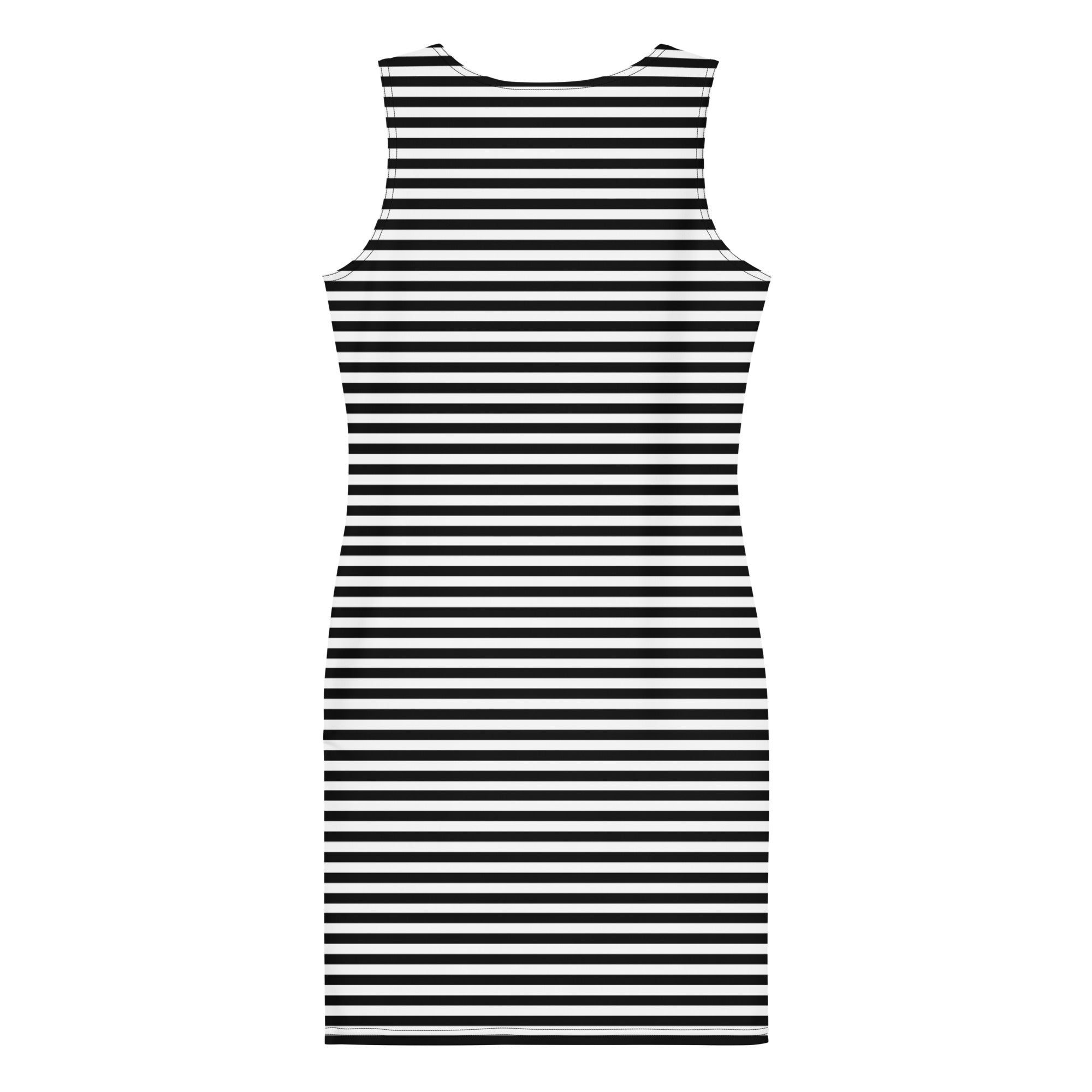 Preppy Black & White Horizontal Striped Mini Bodycon Dress