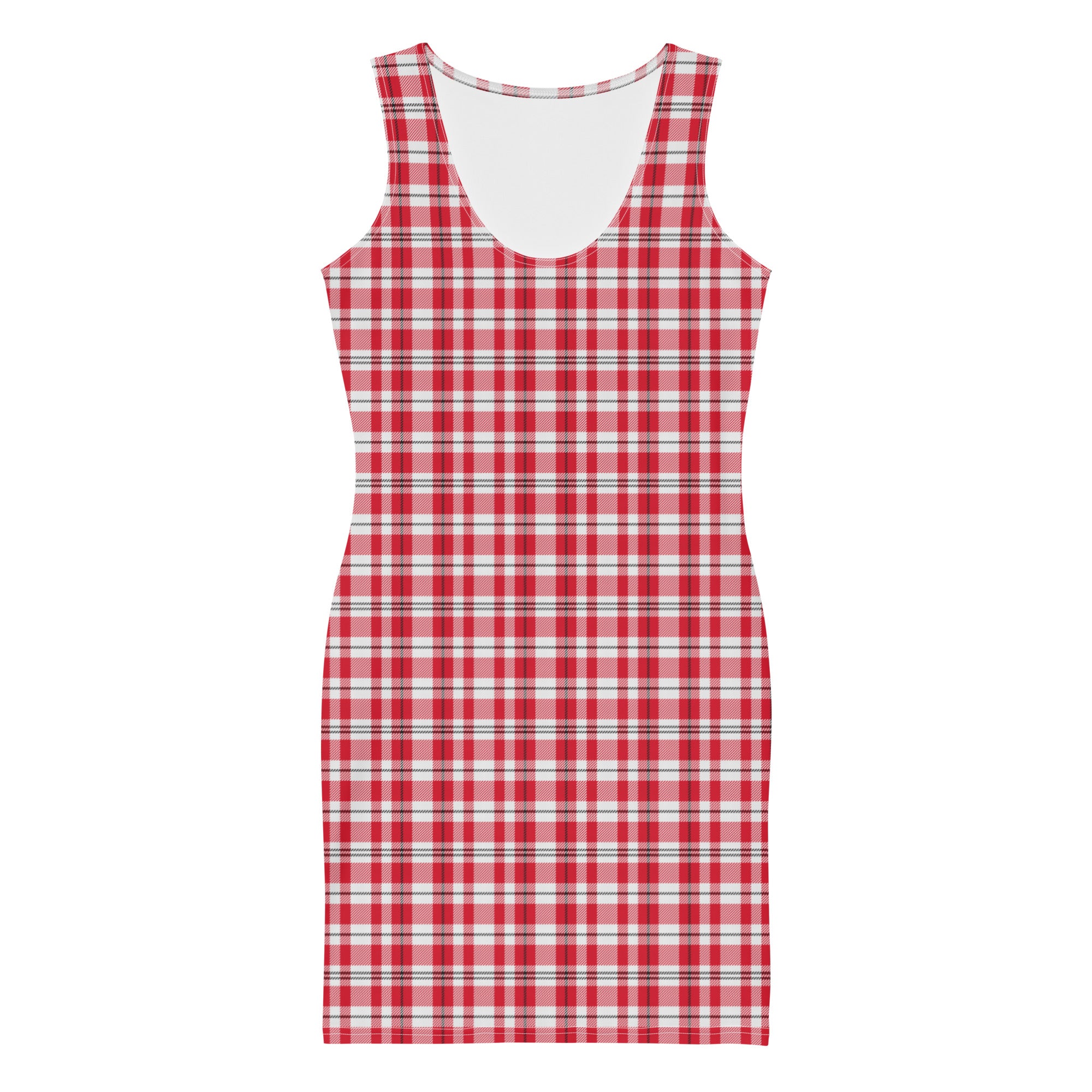 Preppy Red and White Gingham Plaid Bodycon Dress