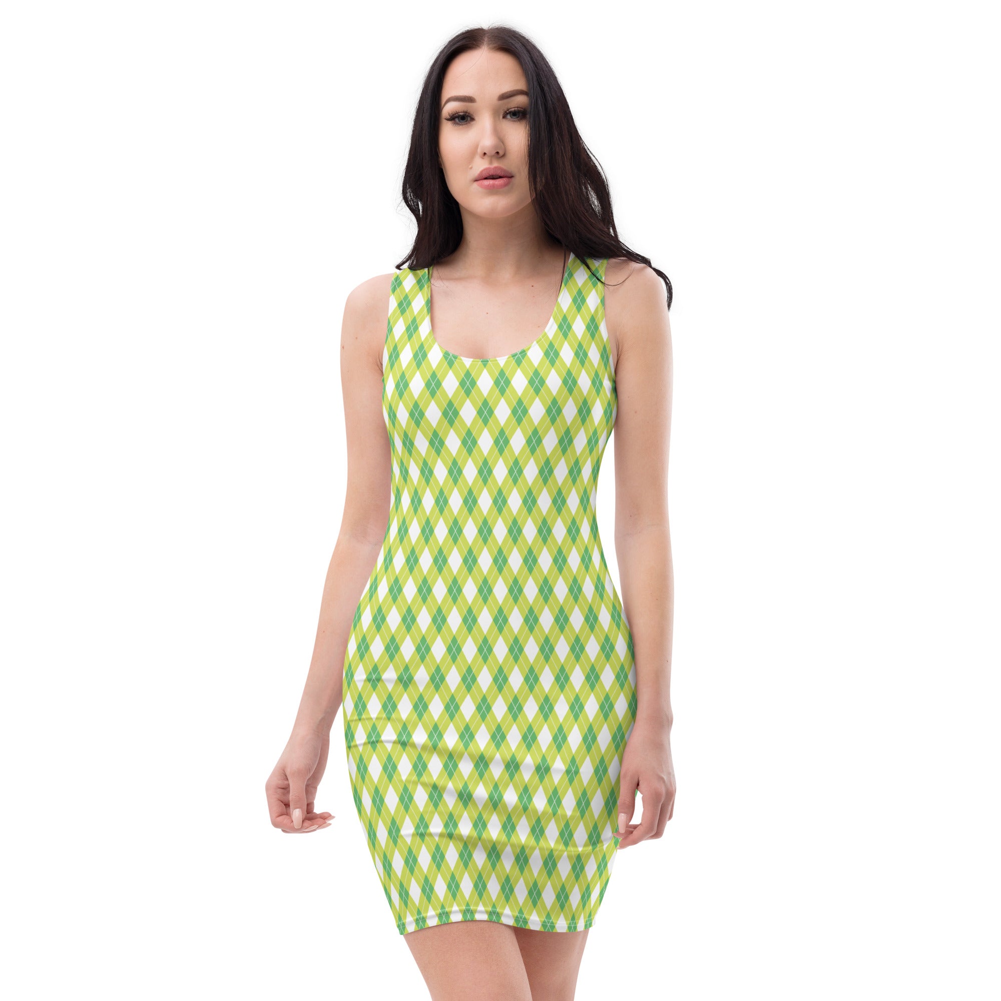 Preppy Green Plaid Check Bodycon Dress
