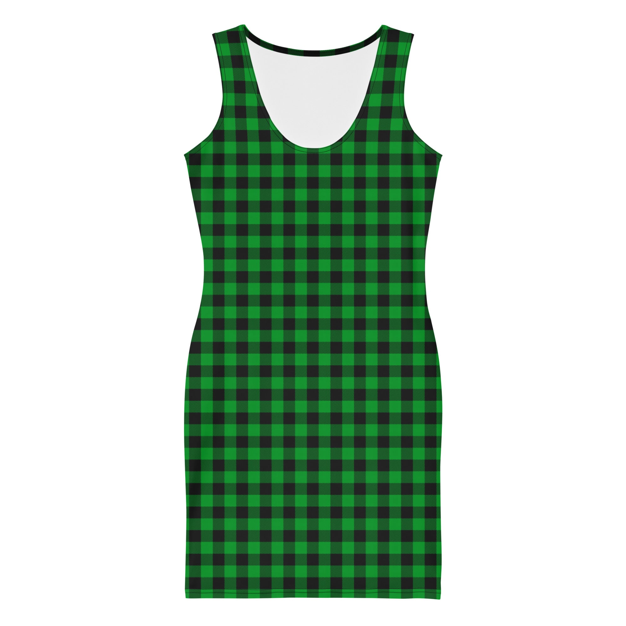 Aesthetic Green Tartan Plaid Bodycon Dress