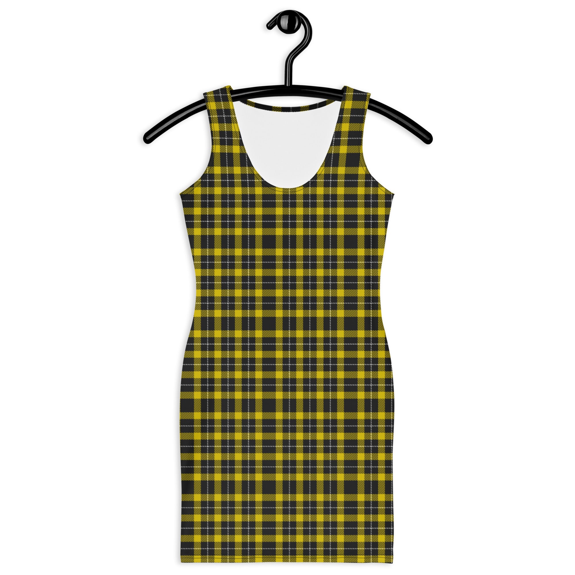 Preppy Black and Yellow Gingham Plaid Bodycon Dress