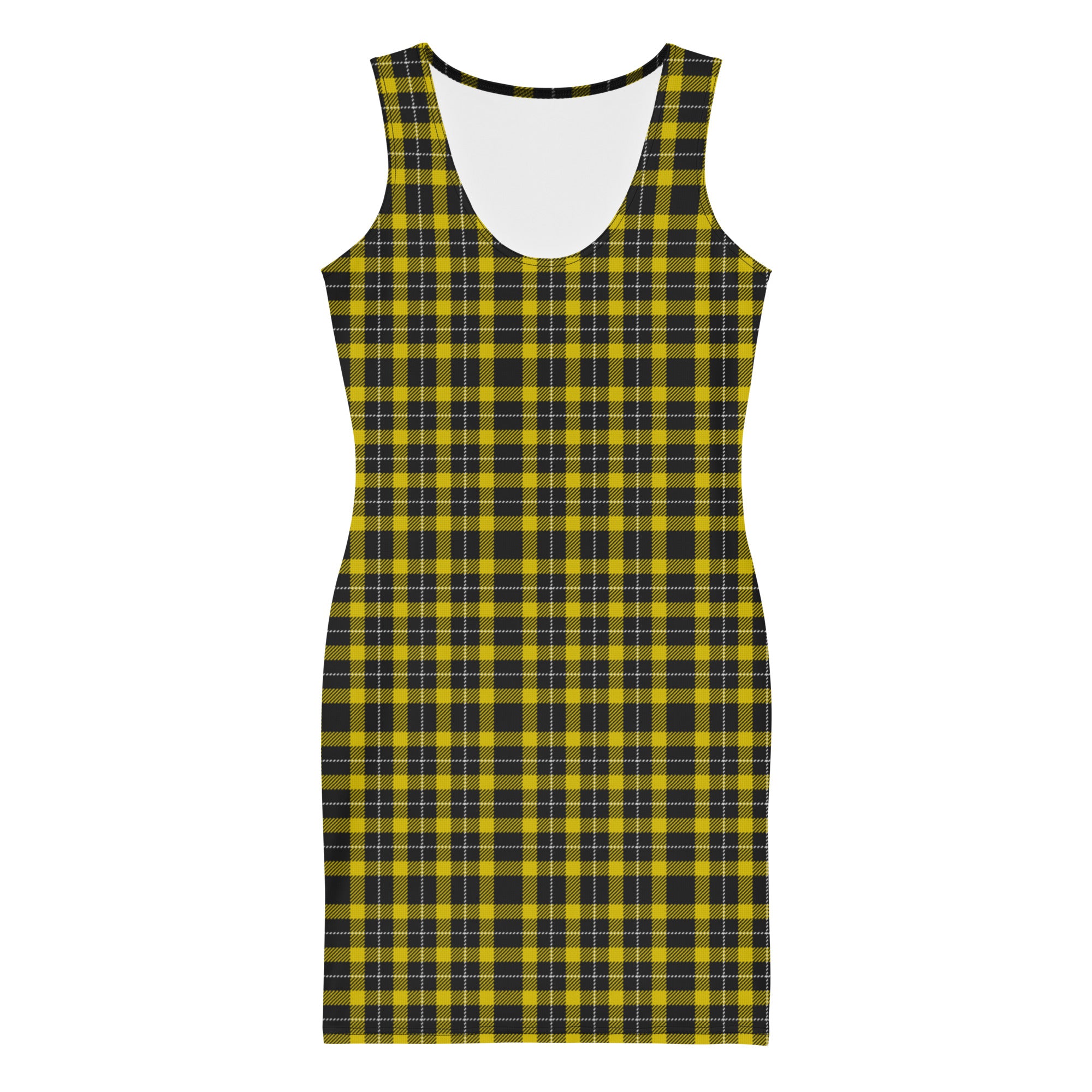 Preppy Black and Yellow Gingham Plaid Bodycon Dress