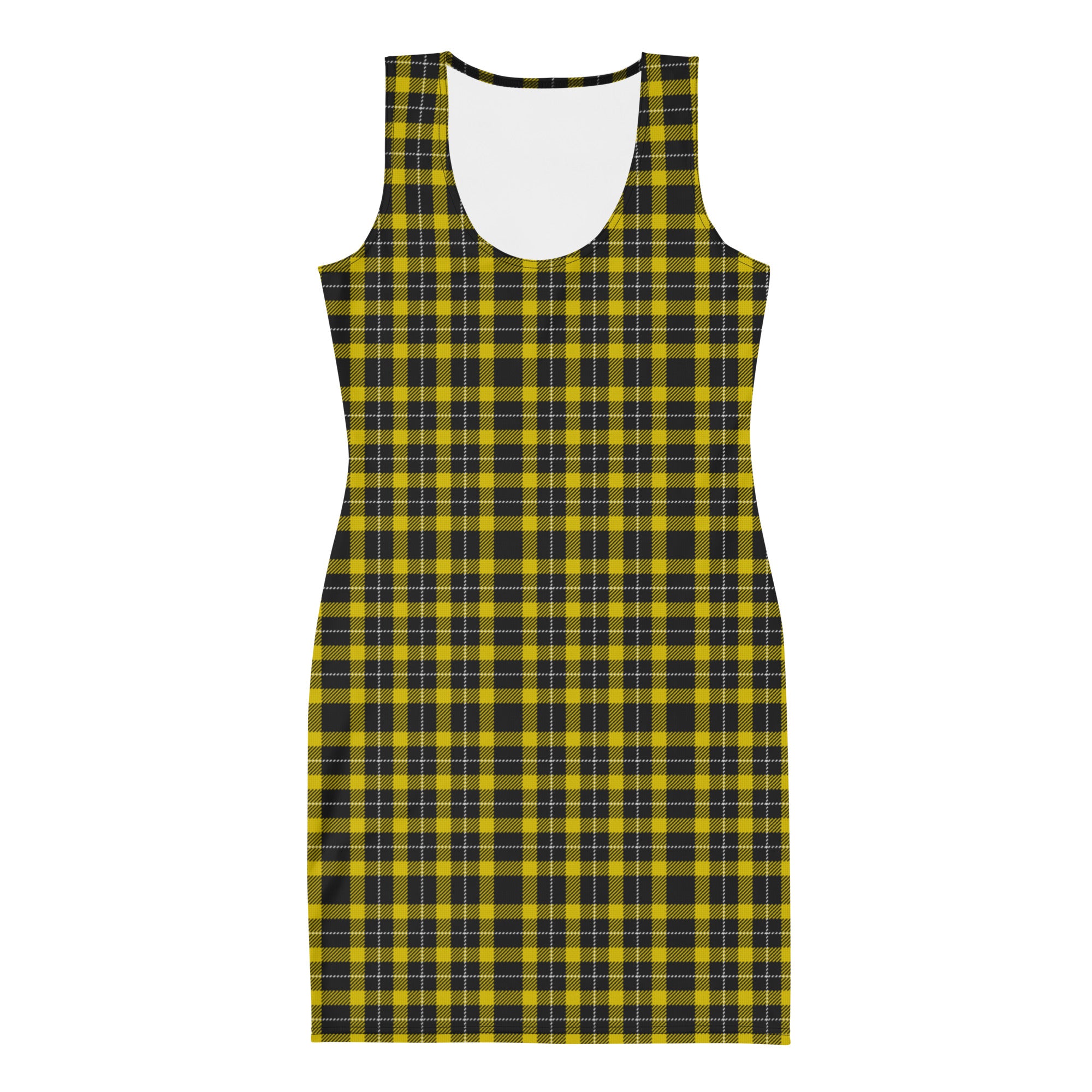 Preppy Black and Yellow Gingham Plaid Bodycon Dress