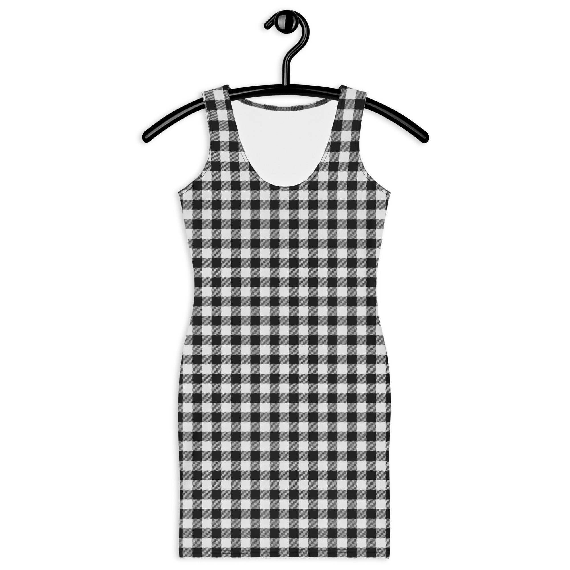 Preppy Black and White Gingham Plaid Bodycon Dress