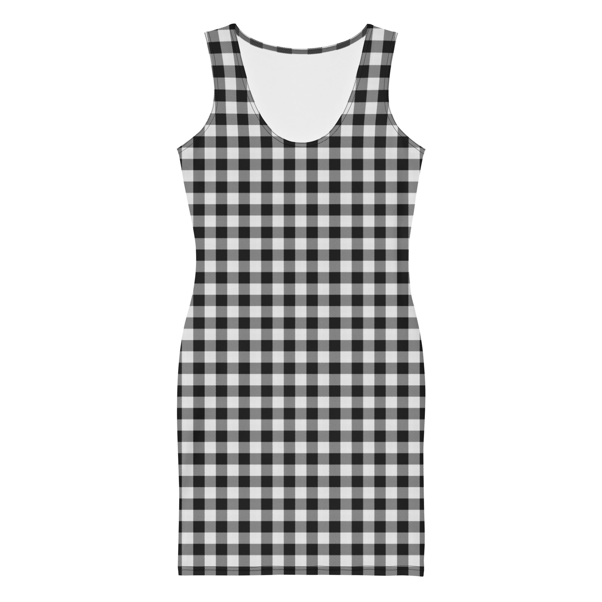 Preppy Black and White Gingham Plaid Bodycon Dress