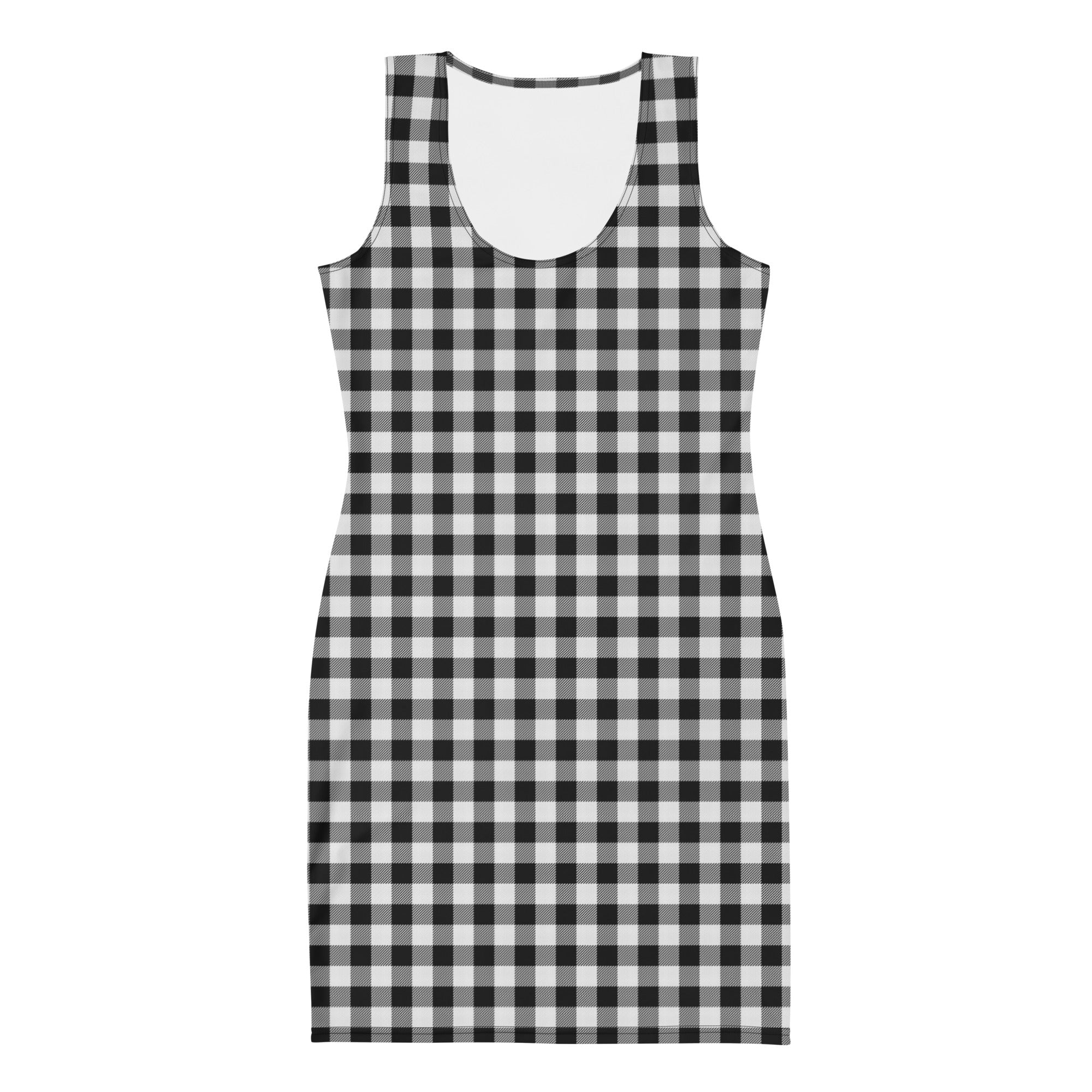 Preppy Black and White Gingham Plaid Bodycon Dress