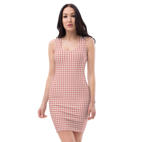 Preppy Pink Vintage Gingham Plaid Bodycon Dress