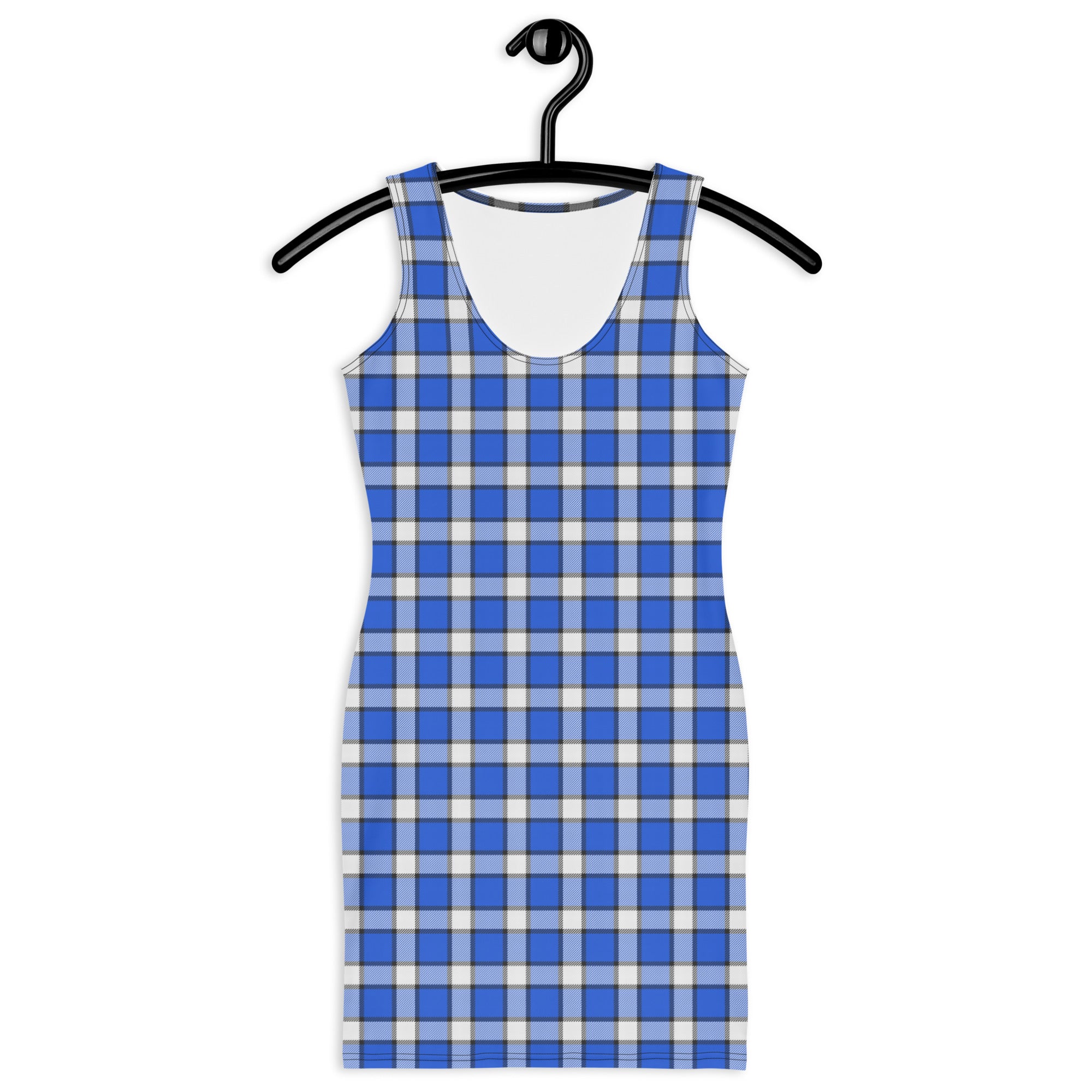 Aesthetic Blue and White Gingham Plaid Bodycon Dress