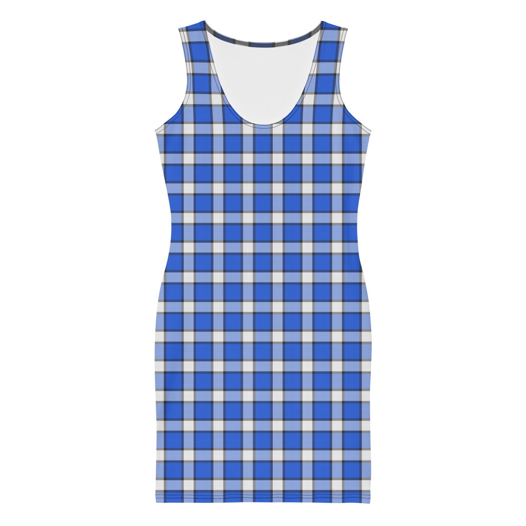 Aesthetic Blue and White Gingham Plaid Bodycon Dress
