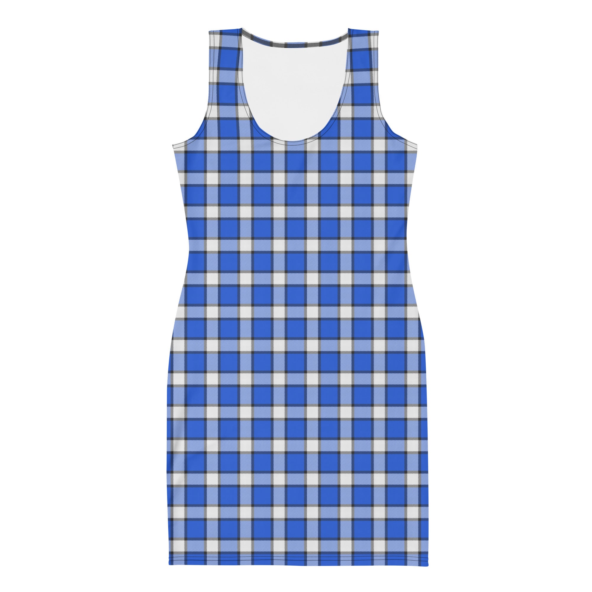 Aesthetic Blue and White Gingham Plaid Bodycon Dress