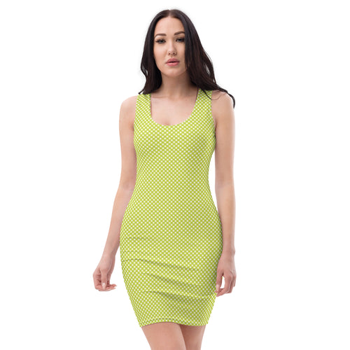 Pretty Green and White Gingham Plaid Bodycon Dress