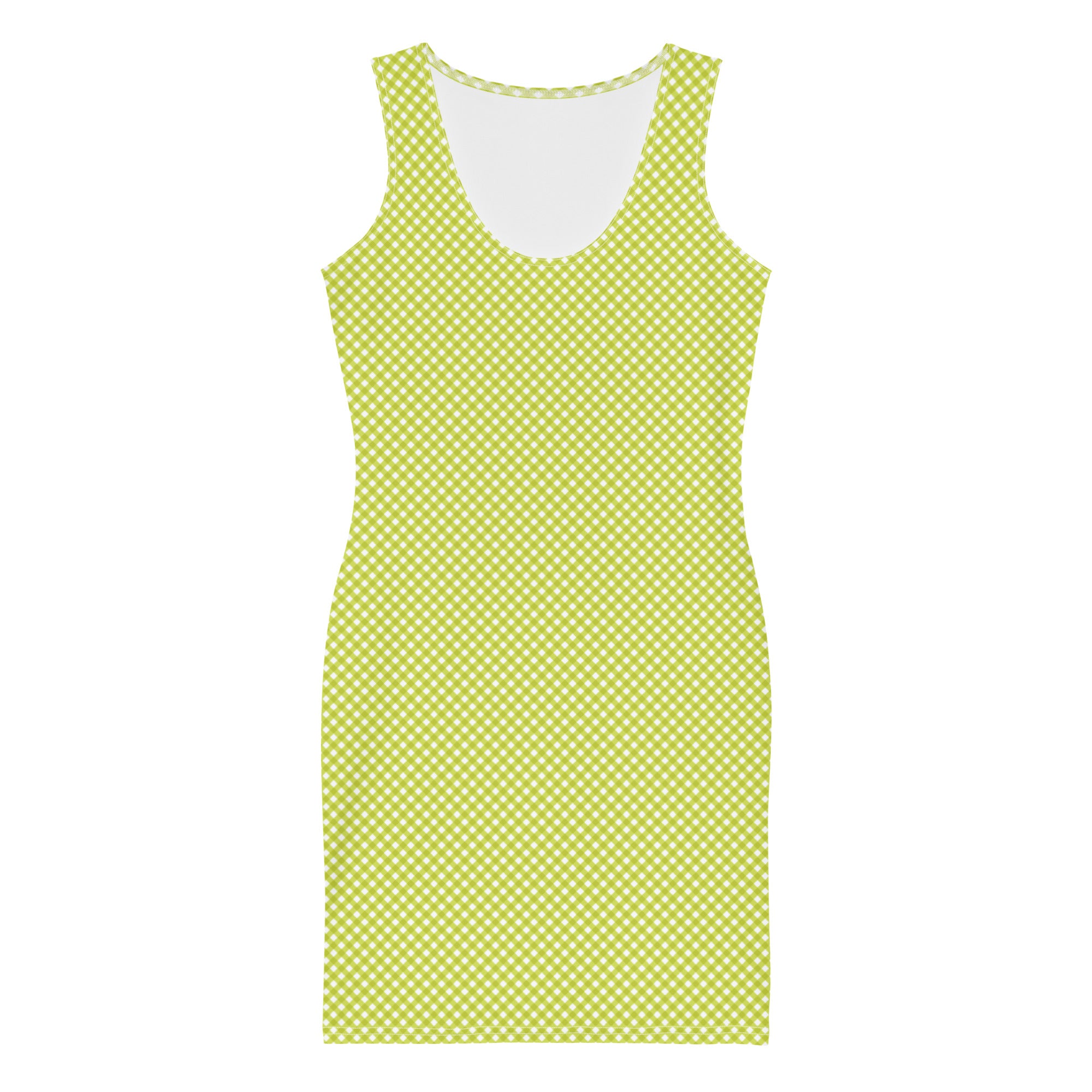 Pretty Green and White Gingham Plaid Bodycon Dress