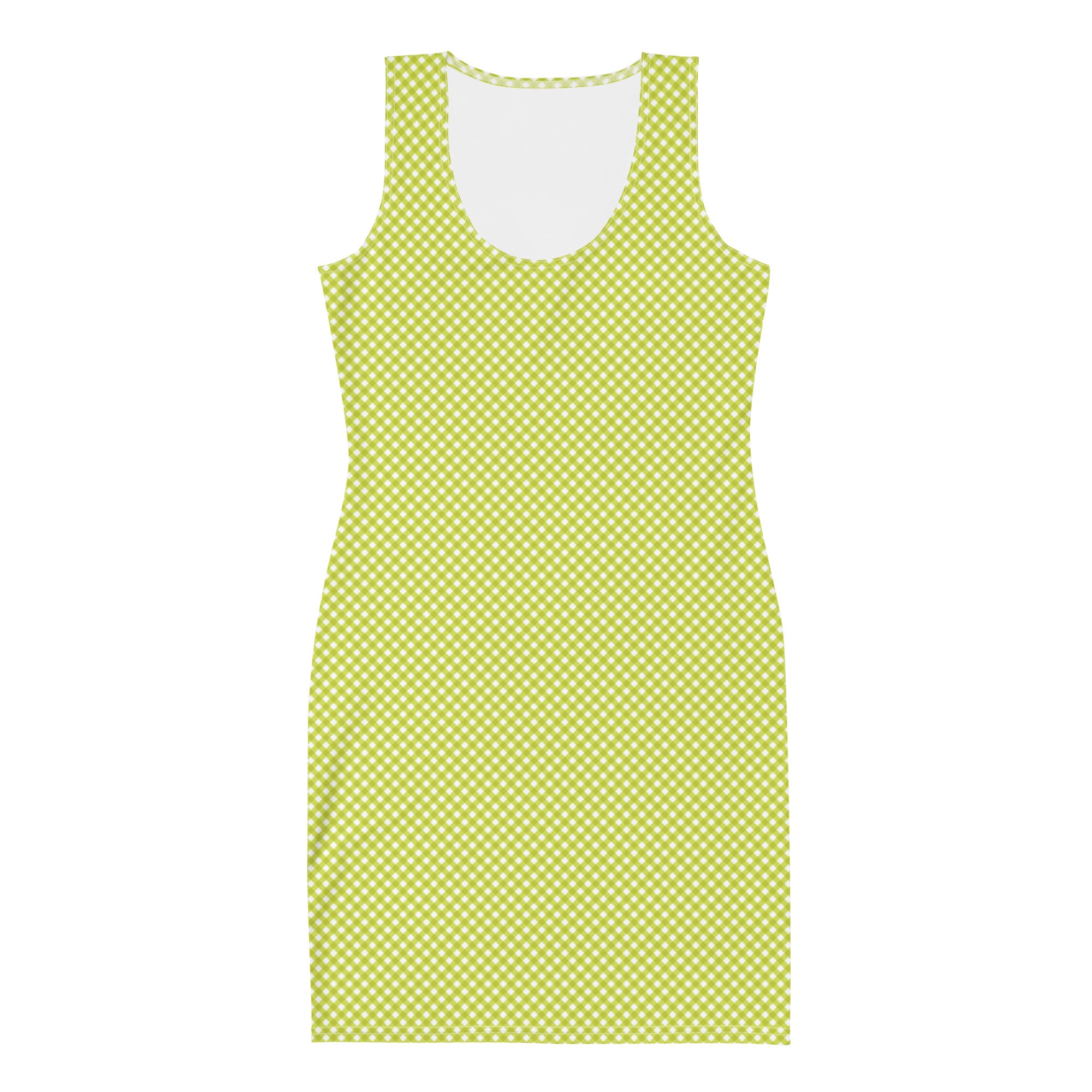 Pretty Green and White Gingham Plaid Bodycon Dress