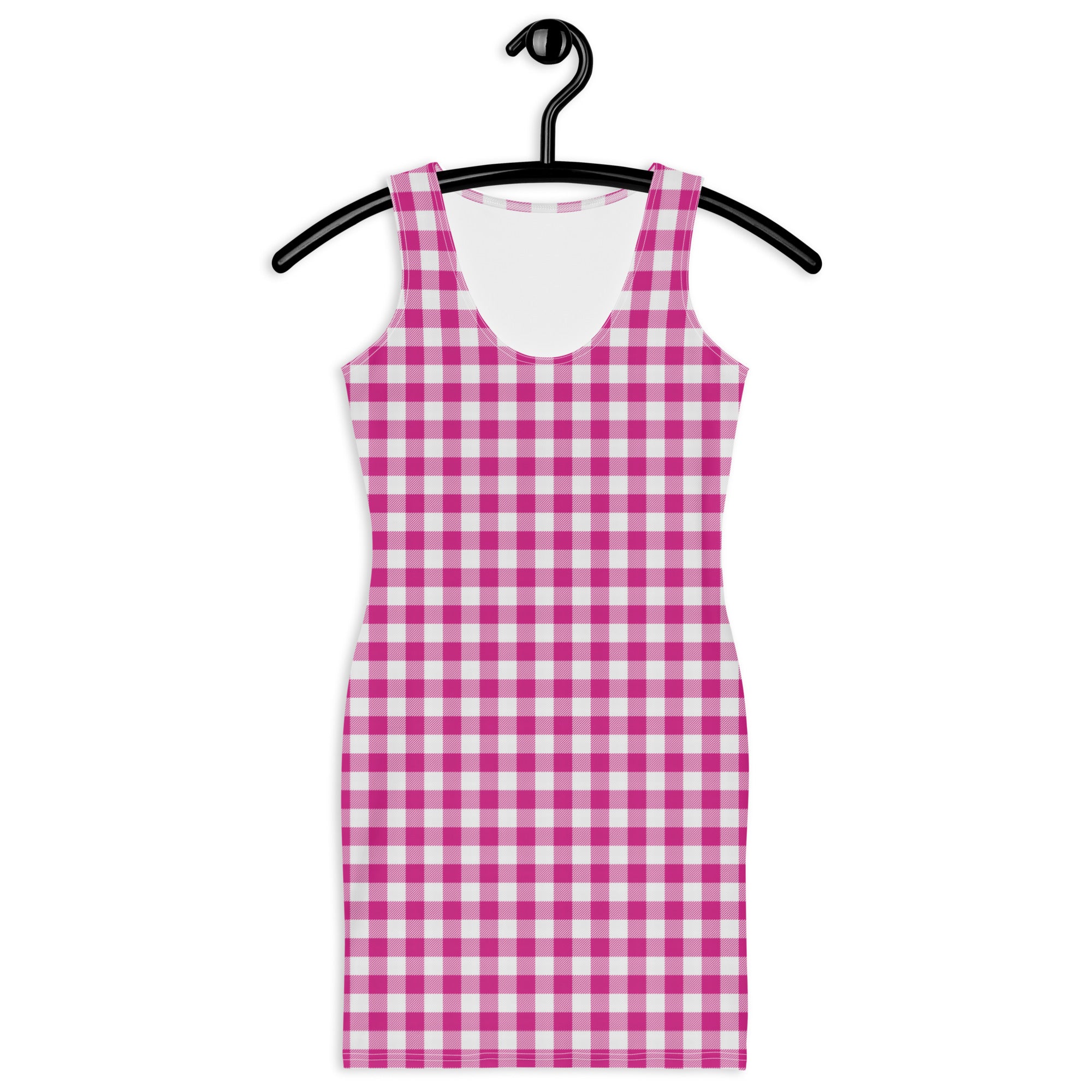 Preppy Pink and White Gingham Vintage Plaid Bodycon Dress