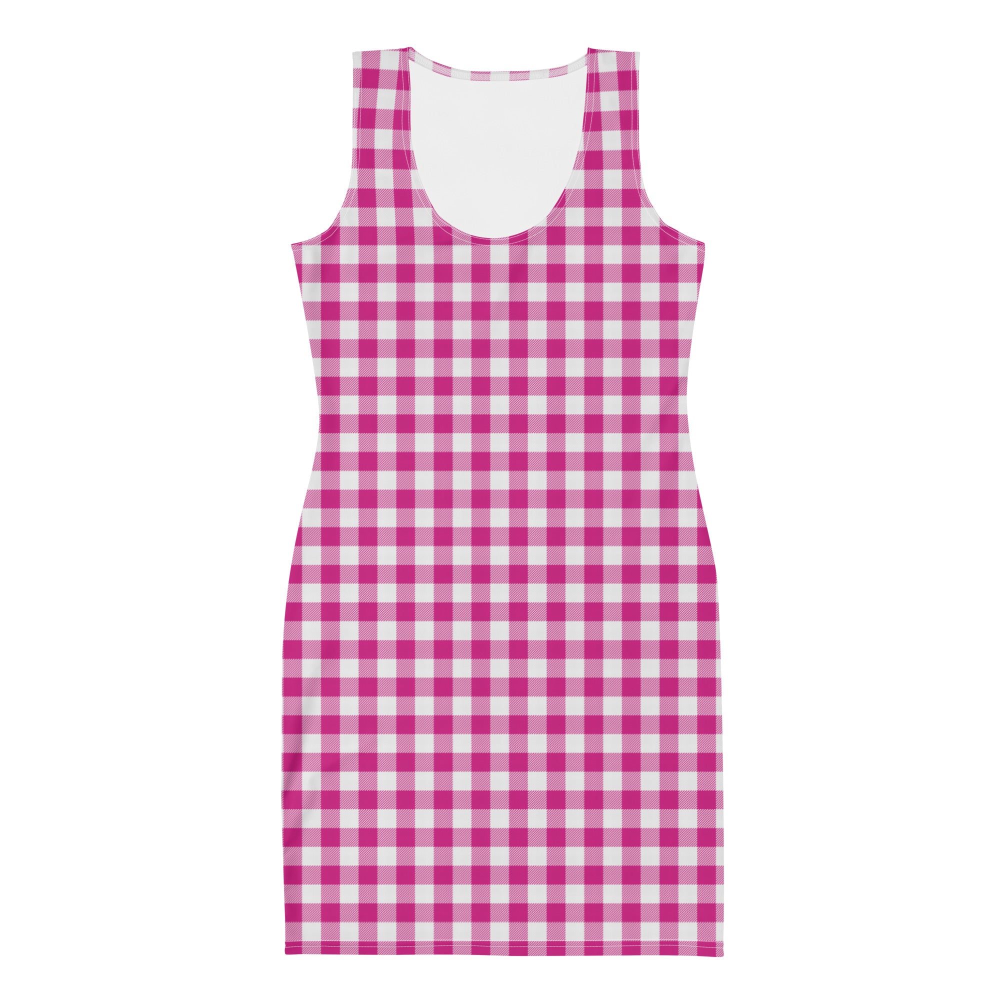 Preppy Pink and White Gingham Vintage Plaid Bodycon Dress