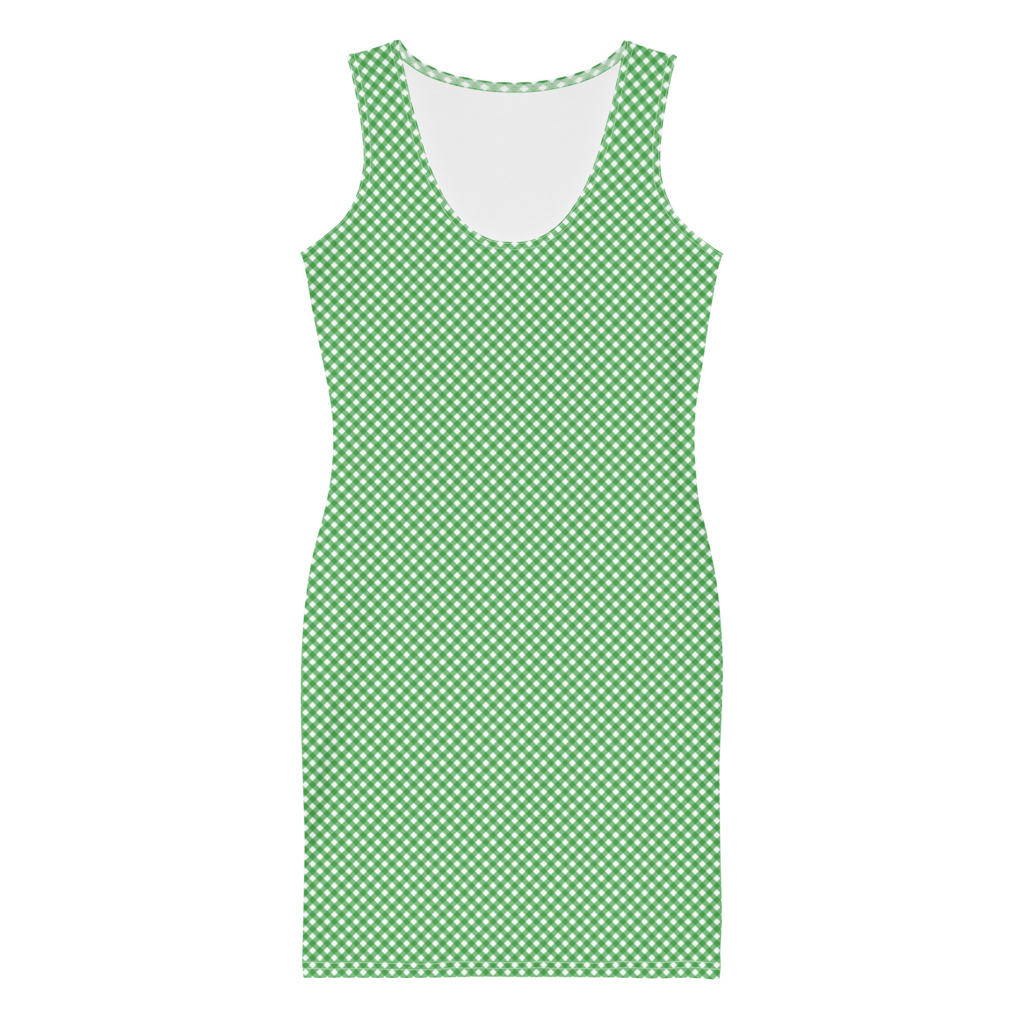 Lime Green and White Gingham Plaid Bodycon Dress