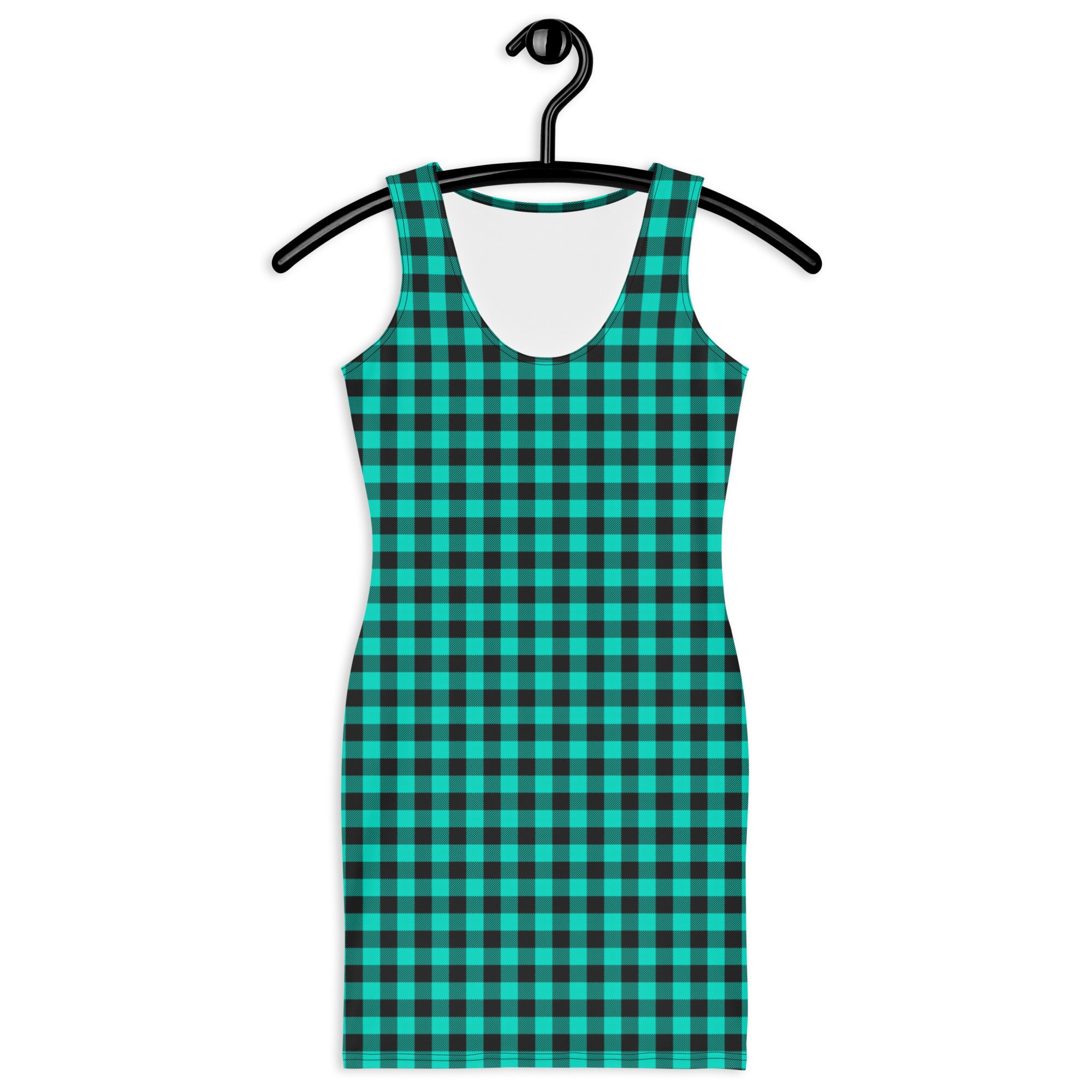 Teal & Black Buffalo Plaid Bodycon Dress