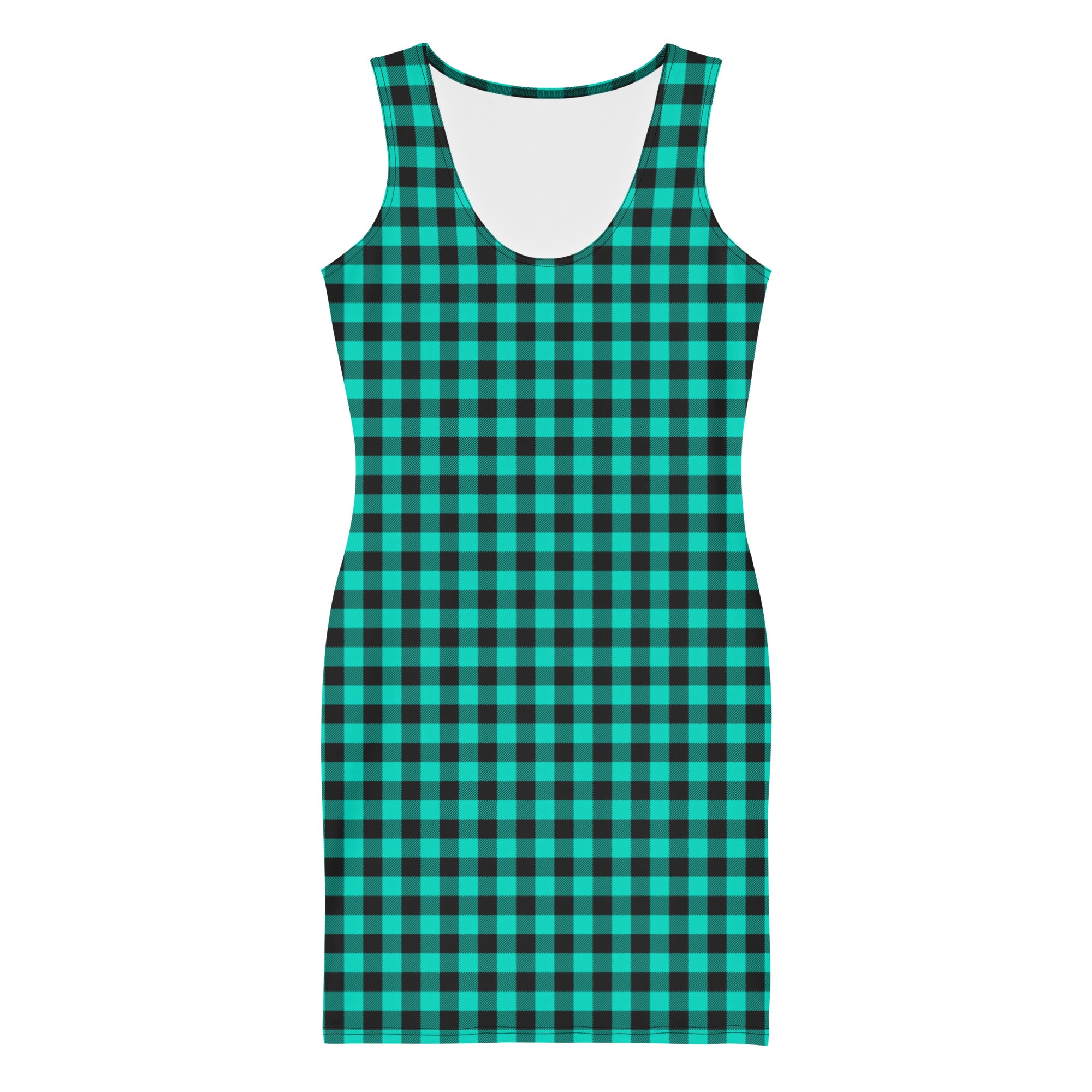 Teal & Black Buffalo Plaid Bodycon Dress