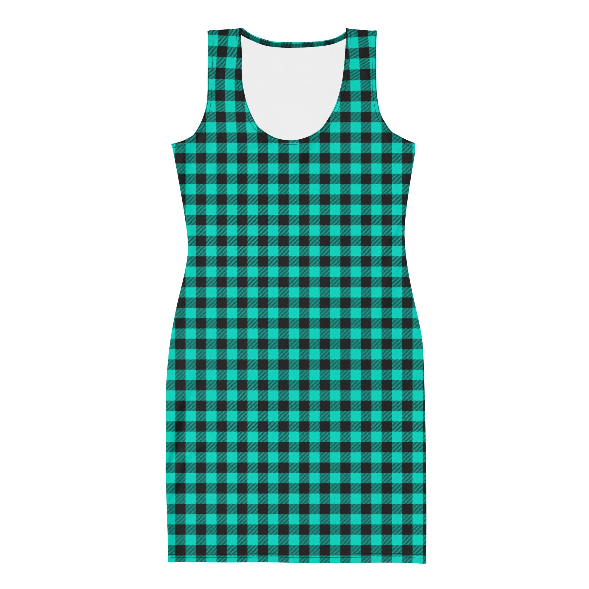 Teal & Black Buffalo Plaid Bodycon Dress