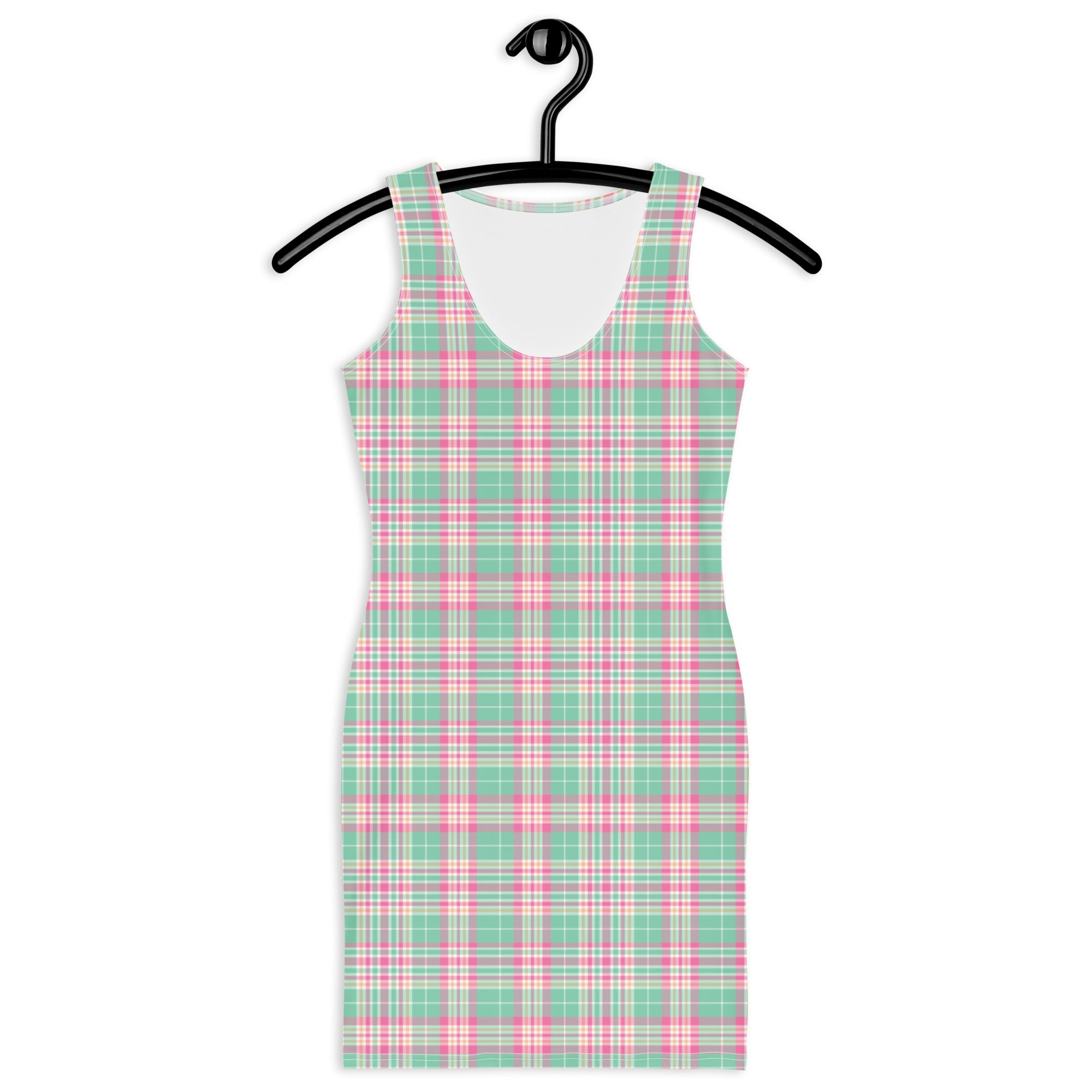 Preppy Pastel Green and Pink Tartan Plaid Bodycon Dress