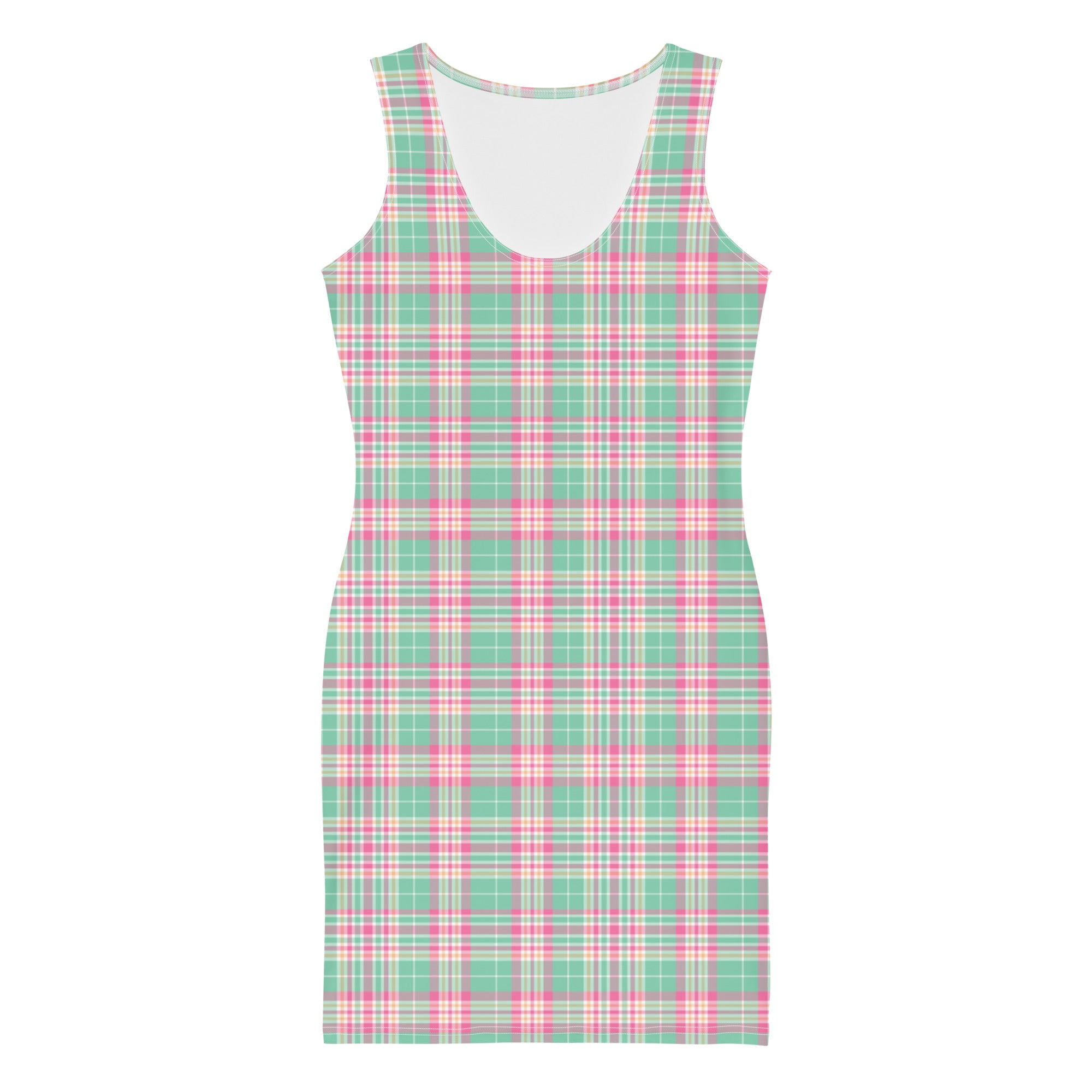 Preppy Pastel Green and Pink Tartan Plaid Bodycon Dress