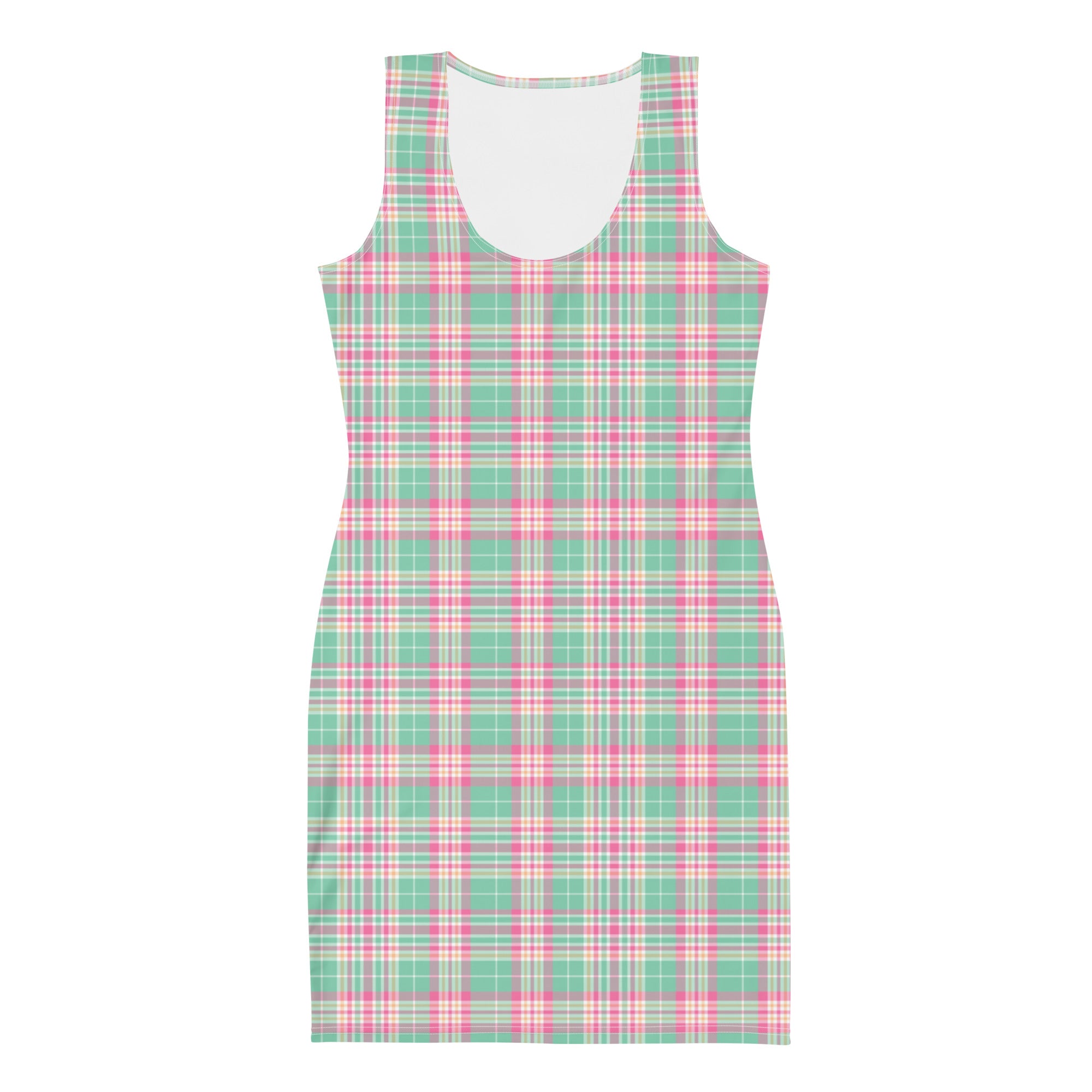 Preppy Pastel Green and Pink Tartan Plaid Bodycon Dress