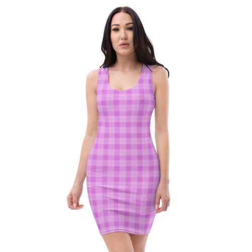 Pastel Aesthetic Preppy Pink Tartan Plaid bodycon mini dress