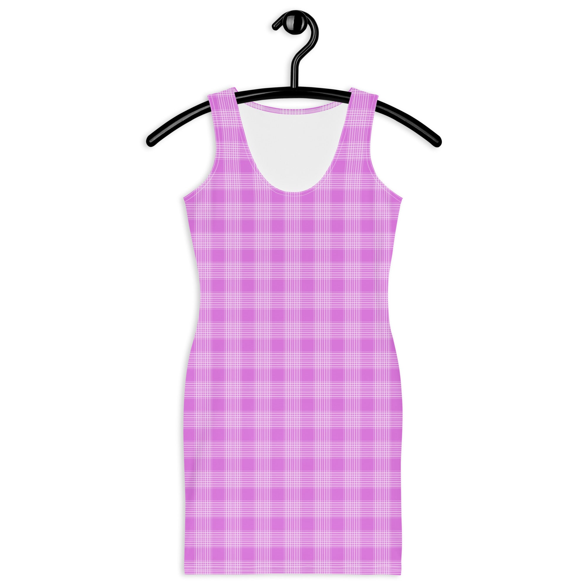 Pastel Aesthetic Preppy Pink Tartan Plaid Bodycon Dress