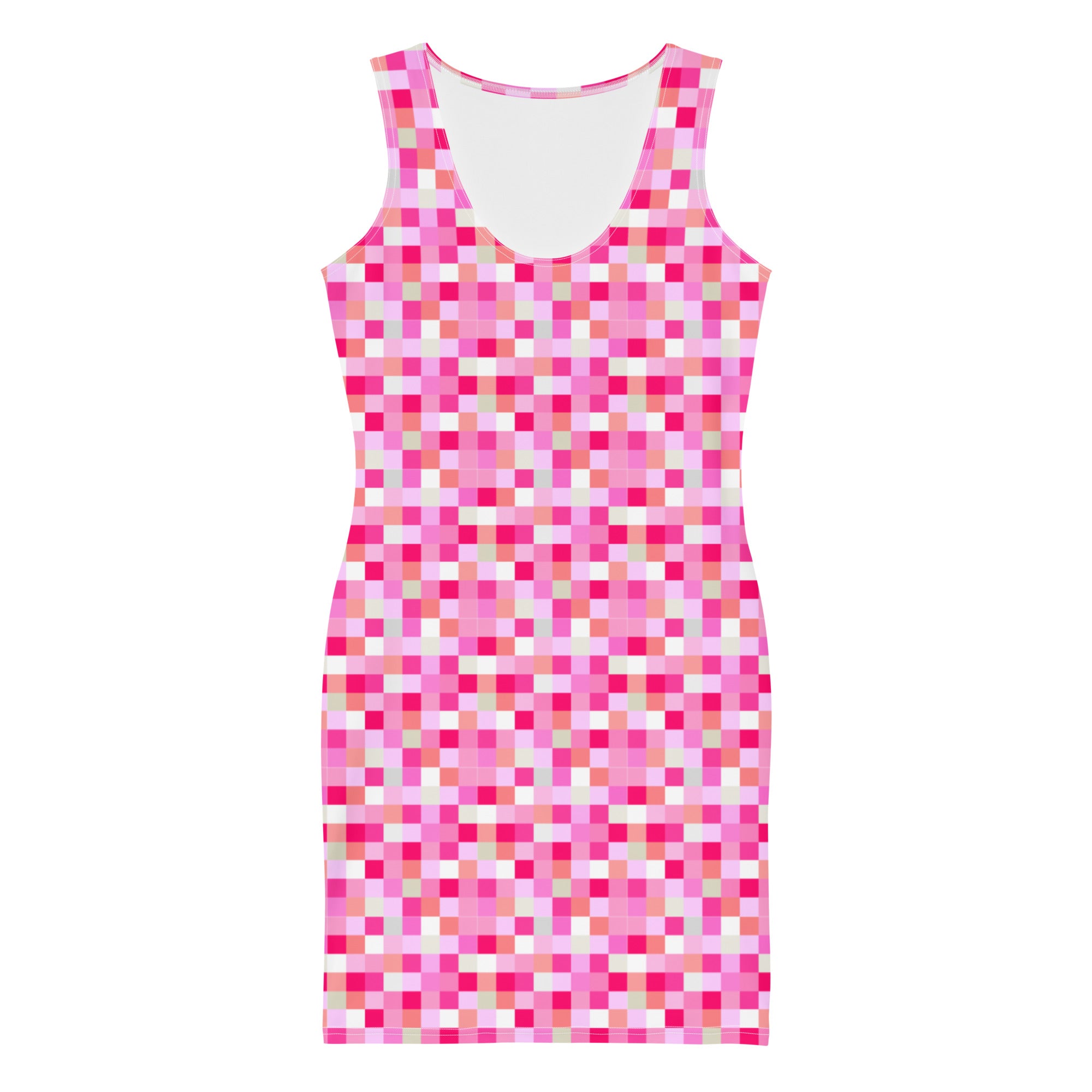 Aesthetic Pixelated Preppy Pink Tartan Plaid Bodycon Dress