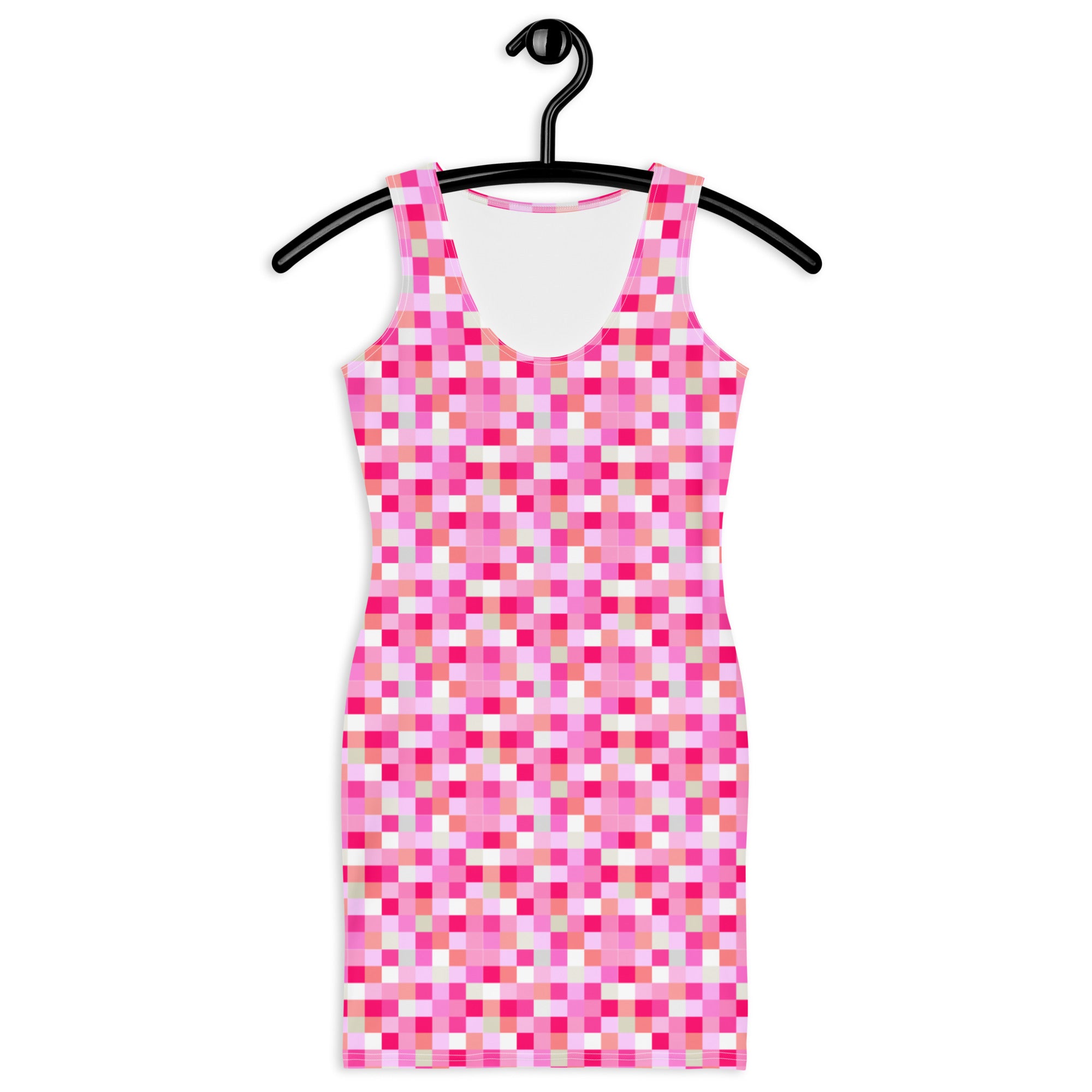 Aesthetic Pixelated Preppy Pink Tartan Plaid Bodycon Dress
