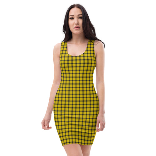 Classic Yellow and Black Buffalo Plaid Bodycon Dress