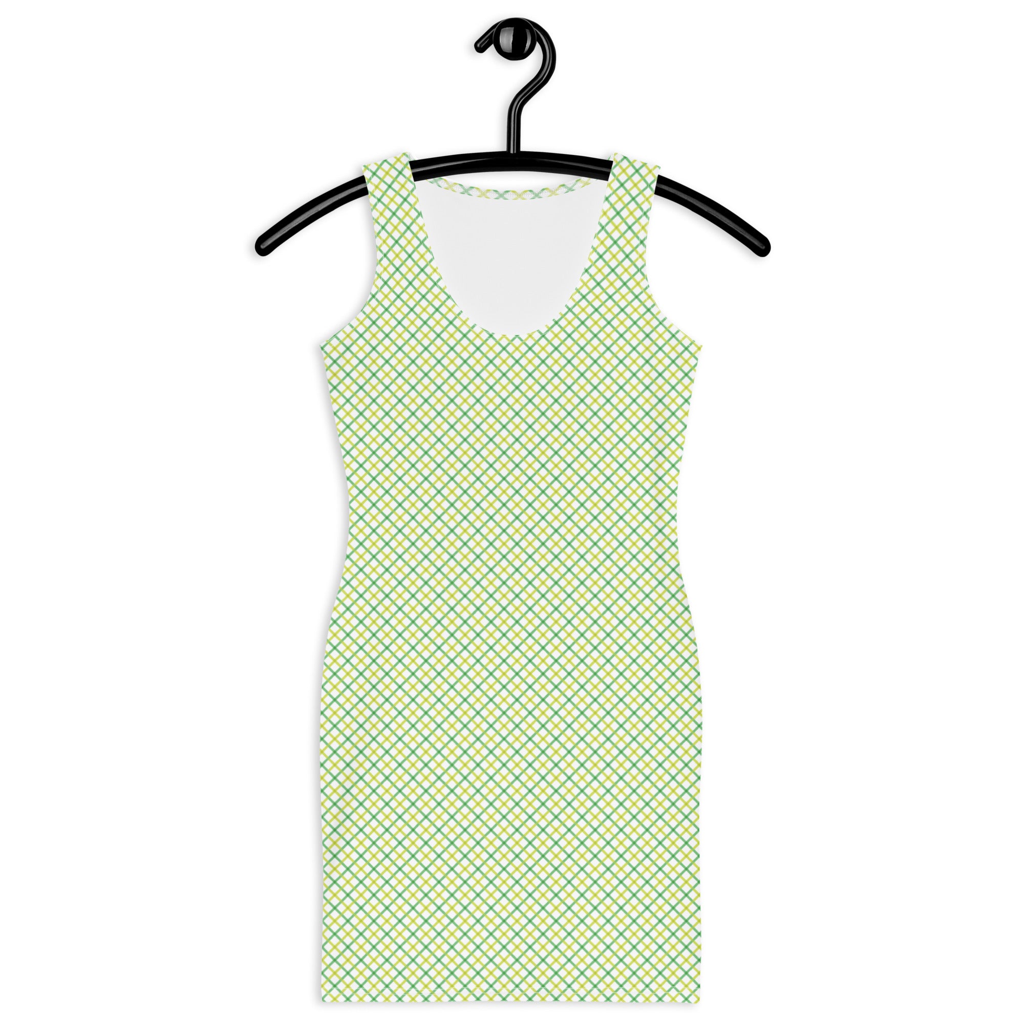 Aesthetic Yellow and Green Gingham Plaid Bodycon Dress