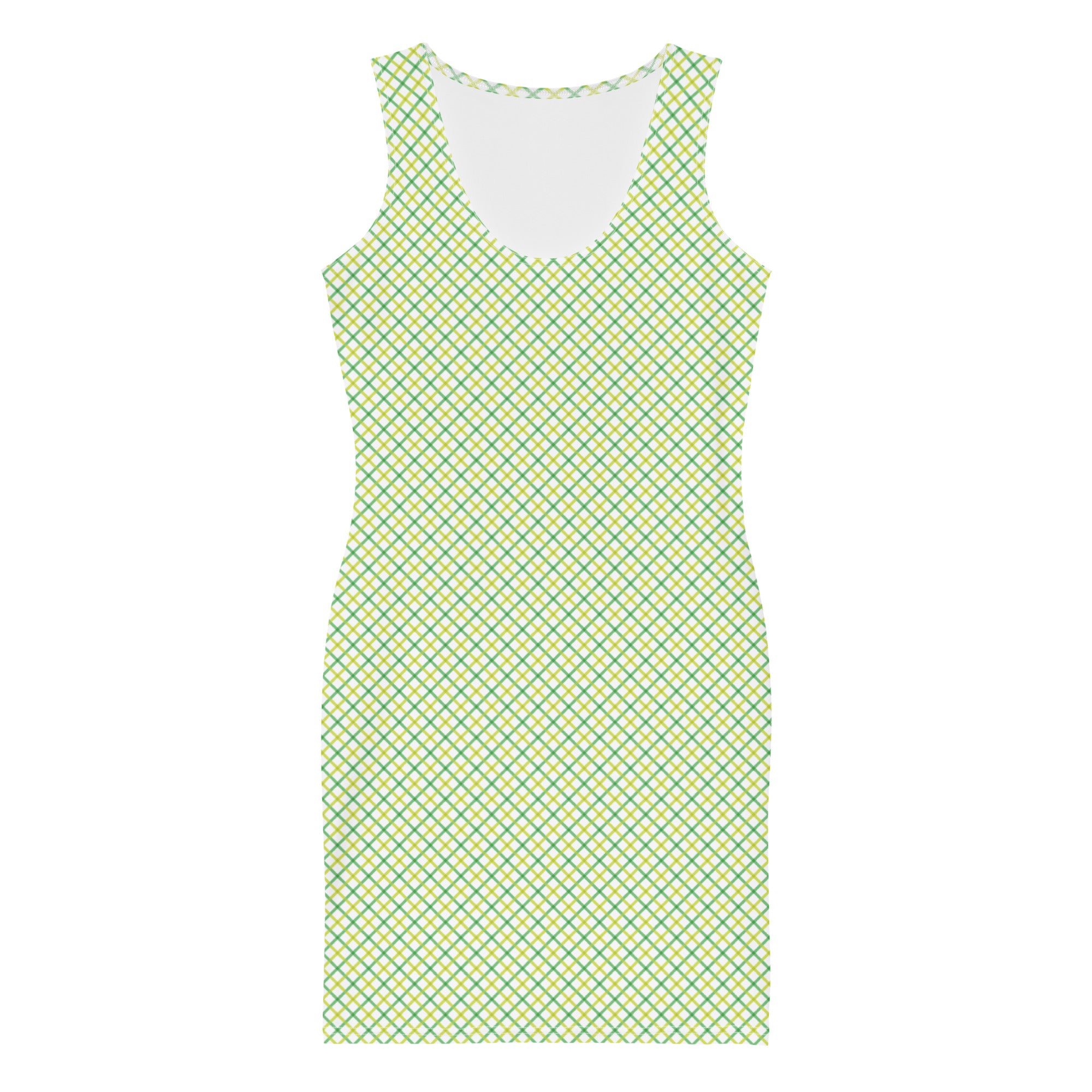 Aesthetic Yellow and Green Gingham Plaid Bodycon Dress