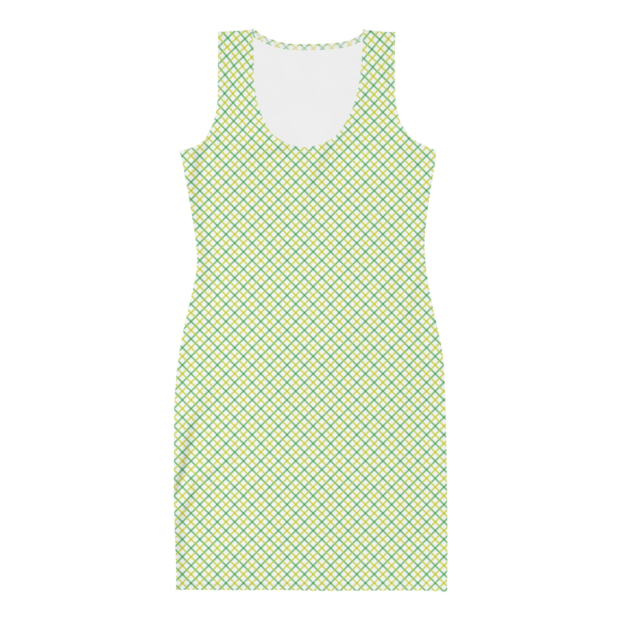 Aesthetic Yellow and Green Gingham Plaid Bodycon Dress