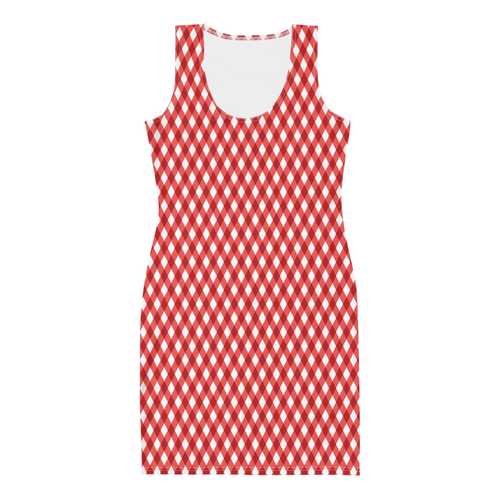Preppy Style Red & White Gingham Plaid Bodycon Dress