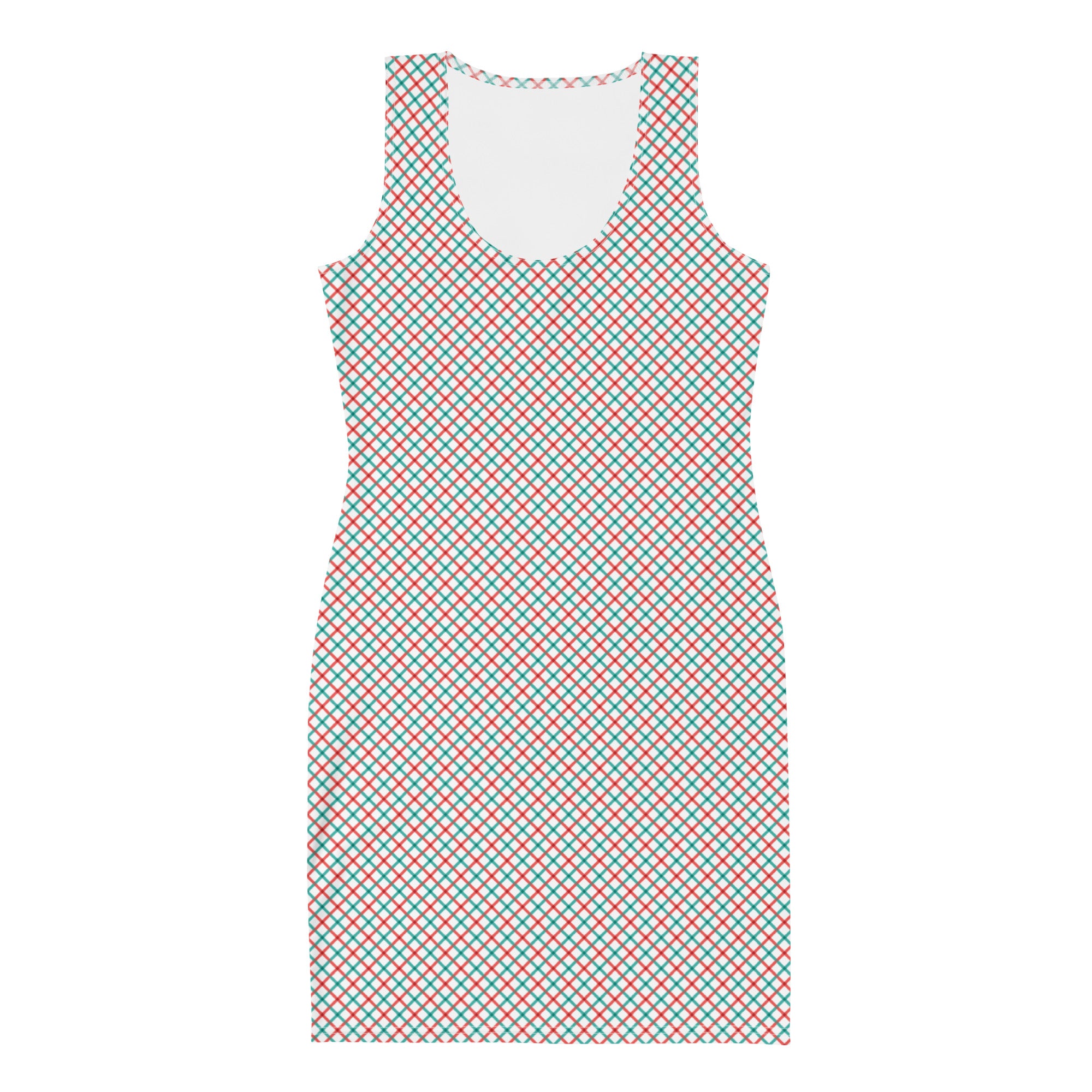 Preppy Red and Blue Gingham Pattern Bodycon Dress