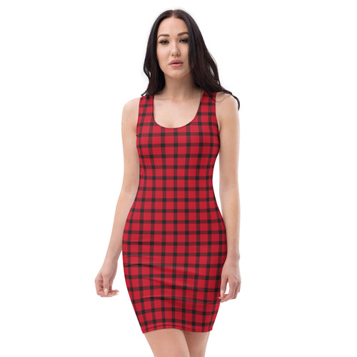 Checkered Red and Black Buffalo Plaid Bodycon dress