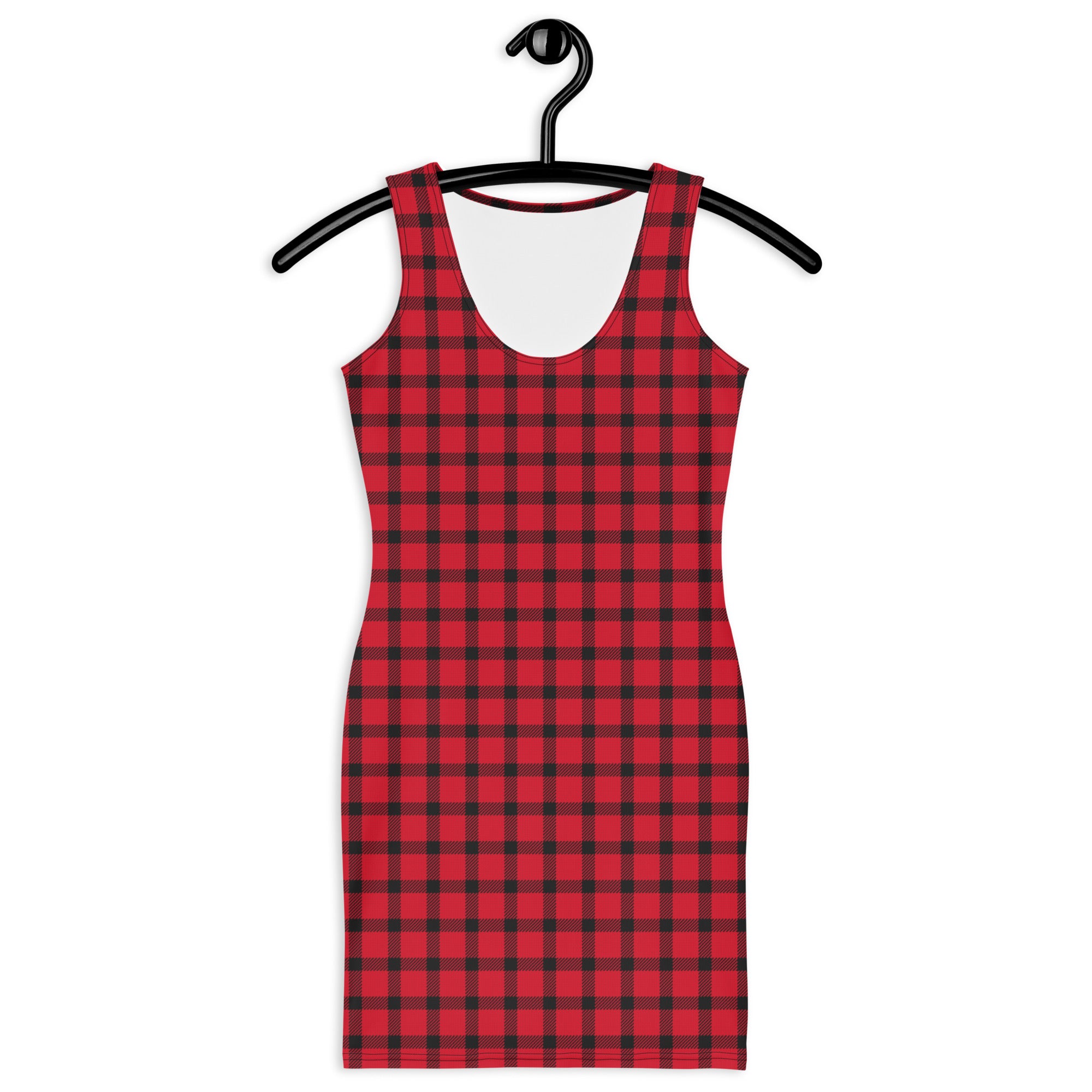 Checkered Red and Black Buffalo Plaid Bodycon dress