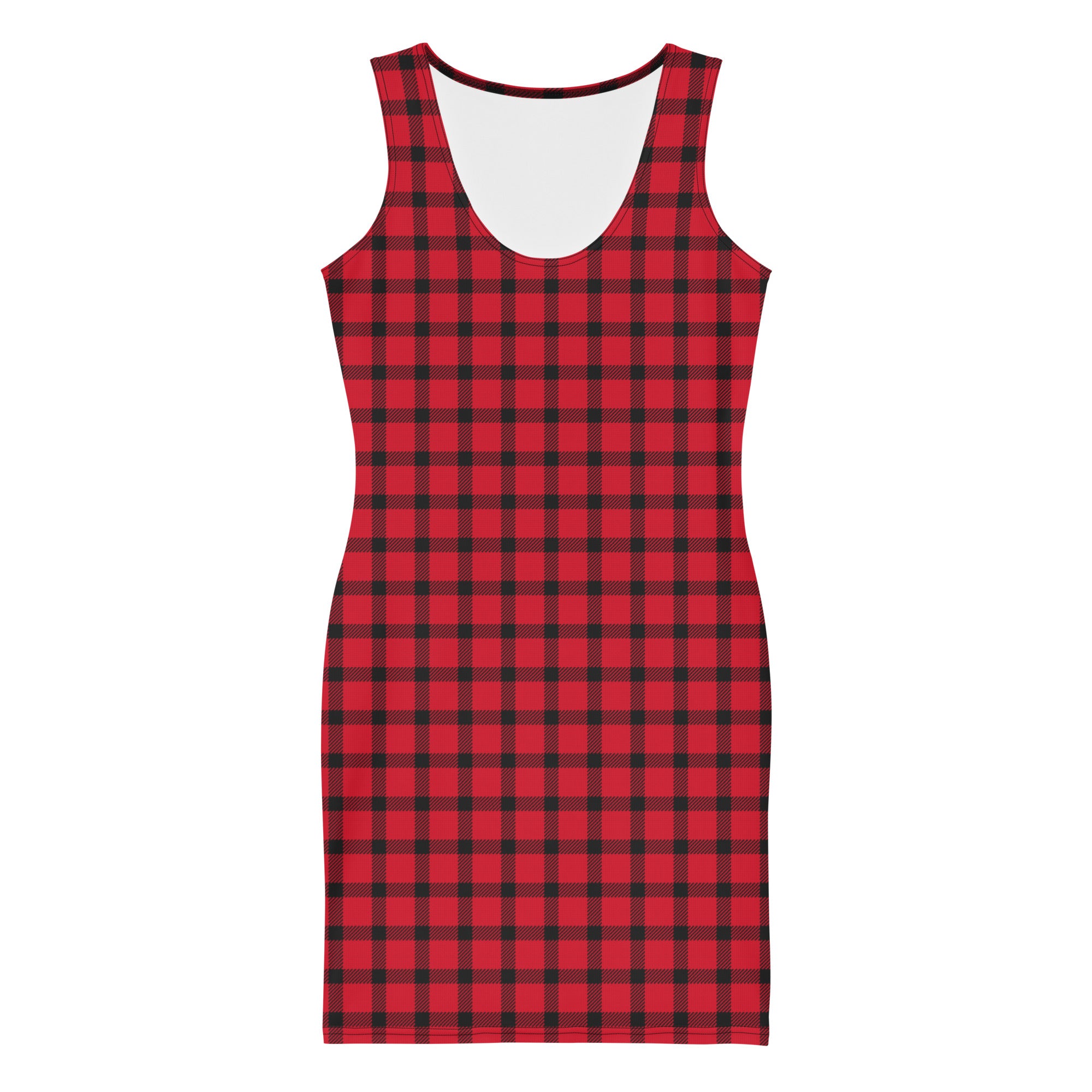 Checkered Red and Black Buffalo Plaid Bodycon dress