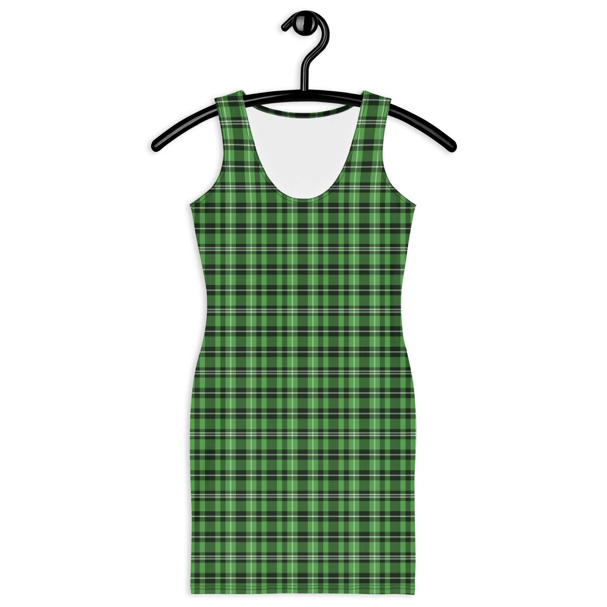 Preppy Aesthatic Green and Black Tartan Plaid Bodycon Dress
