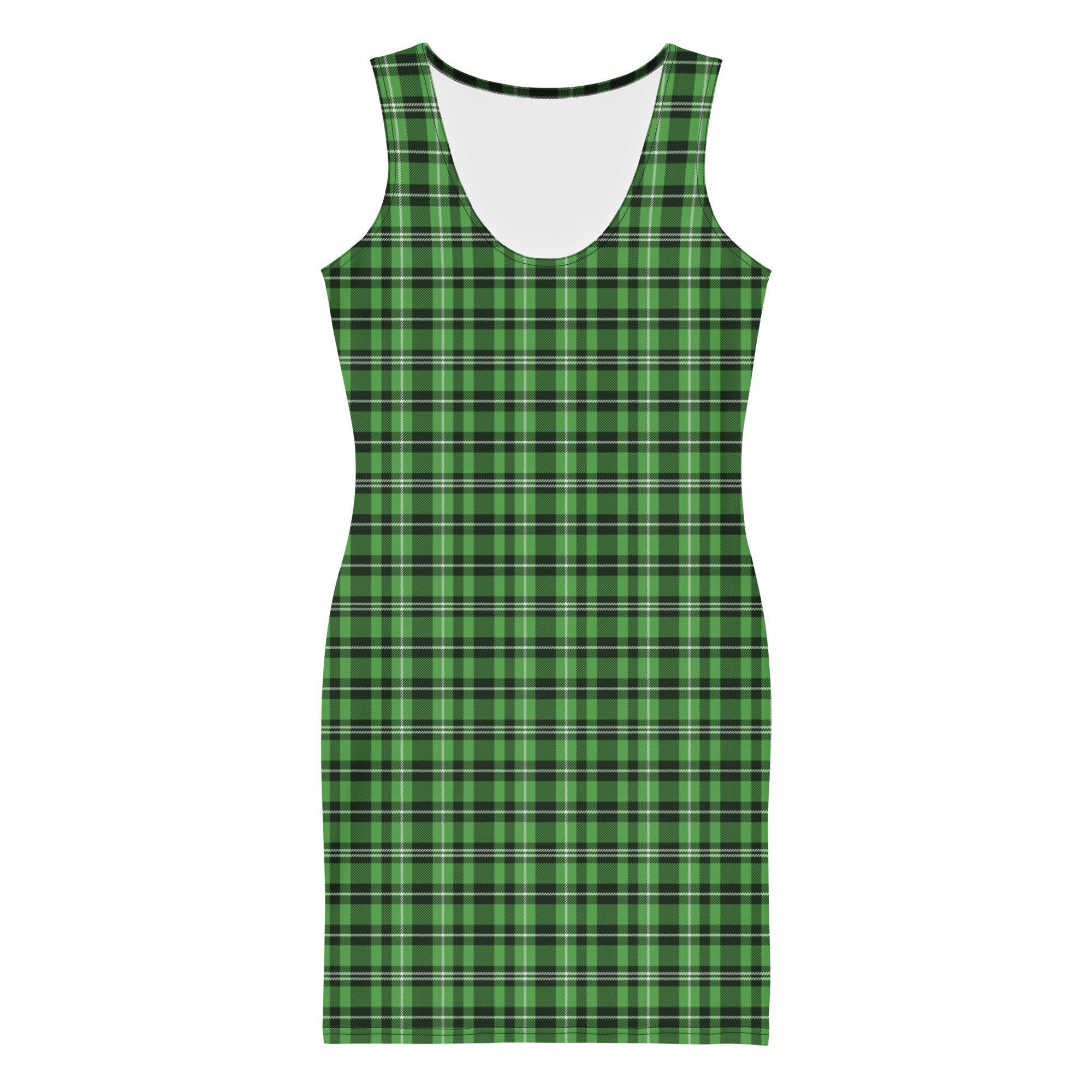 Preppy Aesthatic Green and Black Tartan Plaid Bodycon Dress