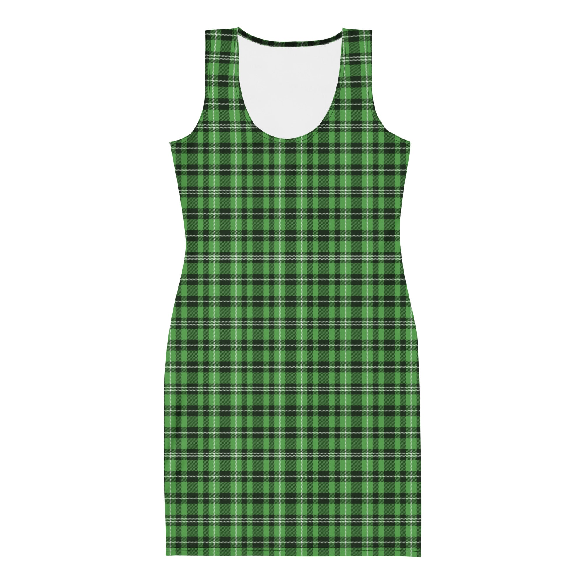 Preppy Aesthatic Green and Black Tartan Plaid Bodycon Dress