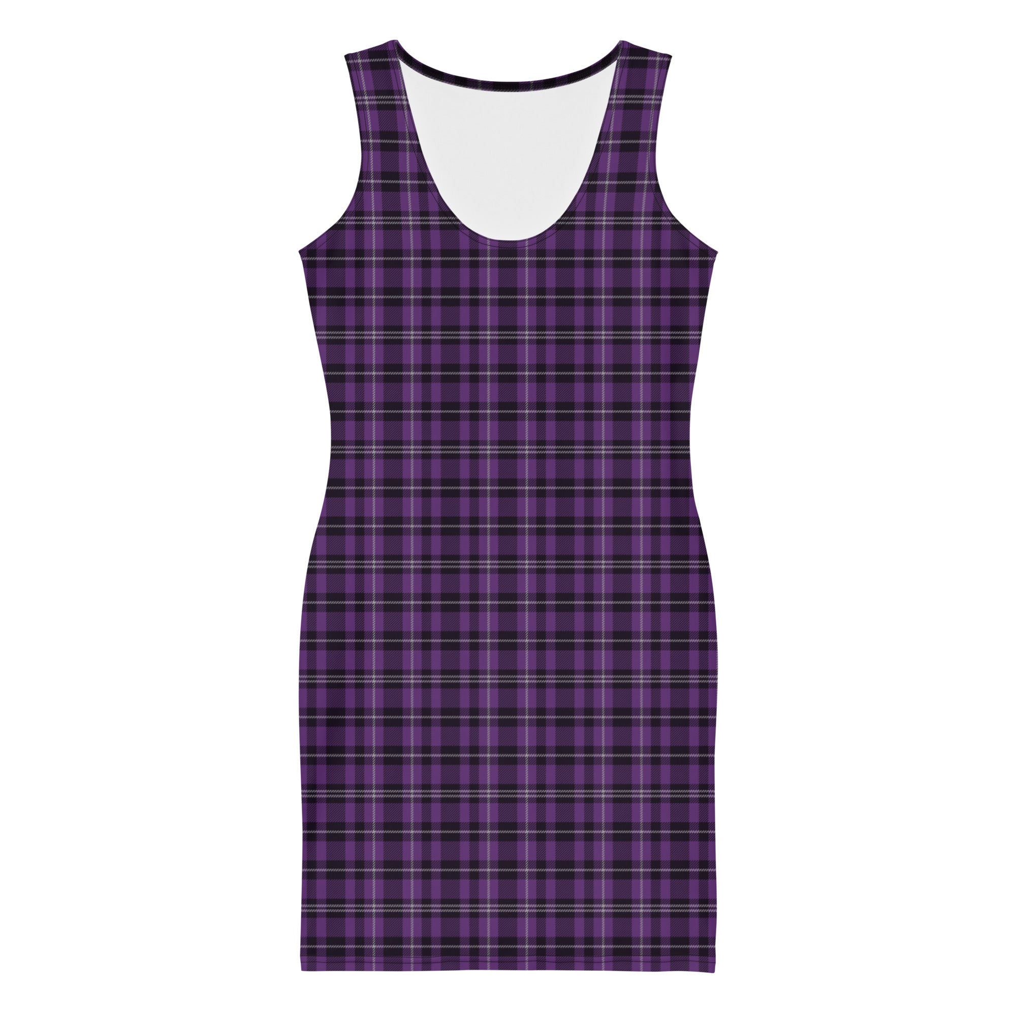 Preppy Purple and Black Tartan Plaid Pattern Bodycon Dress