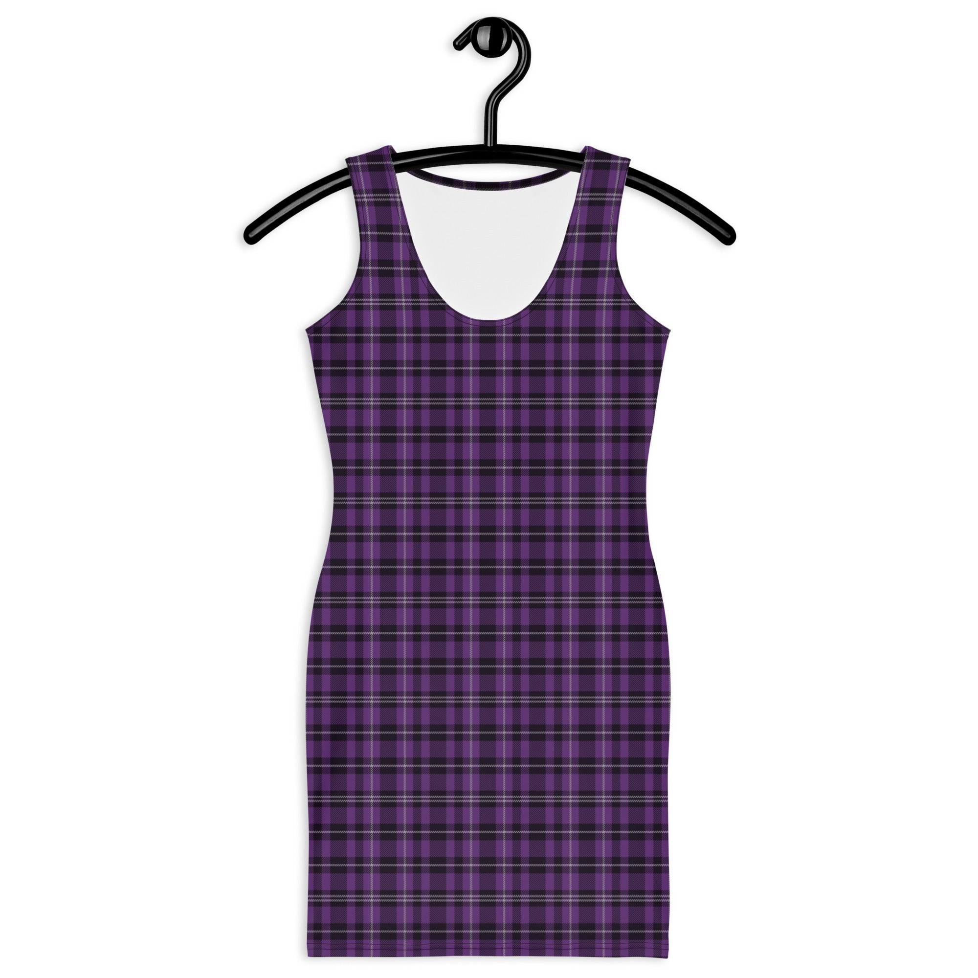 Preppy Purple and Black Tartan Plaid Pattern Bodycon Dress